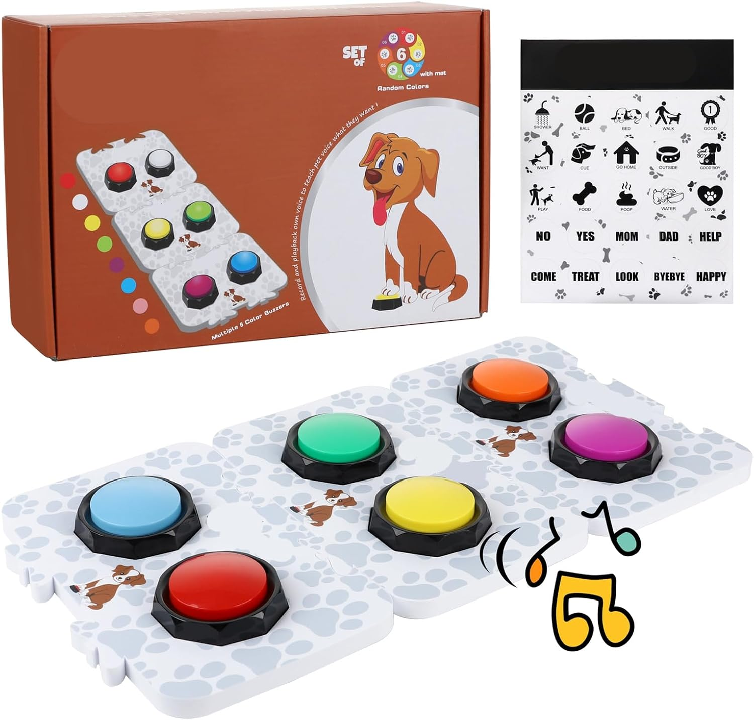 Dog Talking Button Set, Recordable Button Dog Training Buttons, Dog Buttons for Communication and Voice Recordings Buzzer 30 Sec Record and Playback Sound Cat Buttons for Communication(#1) image number 6