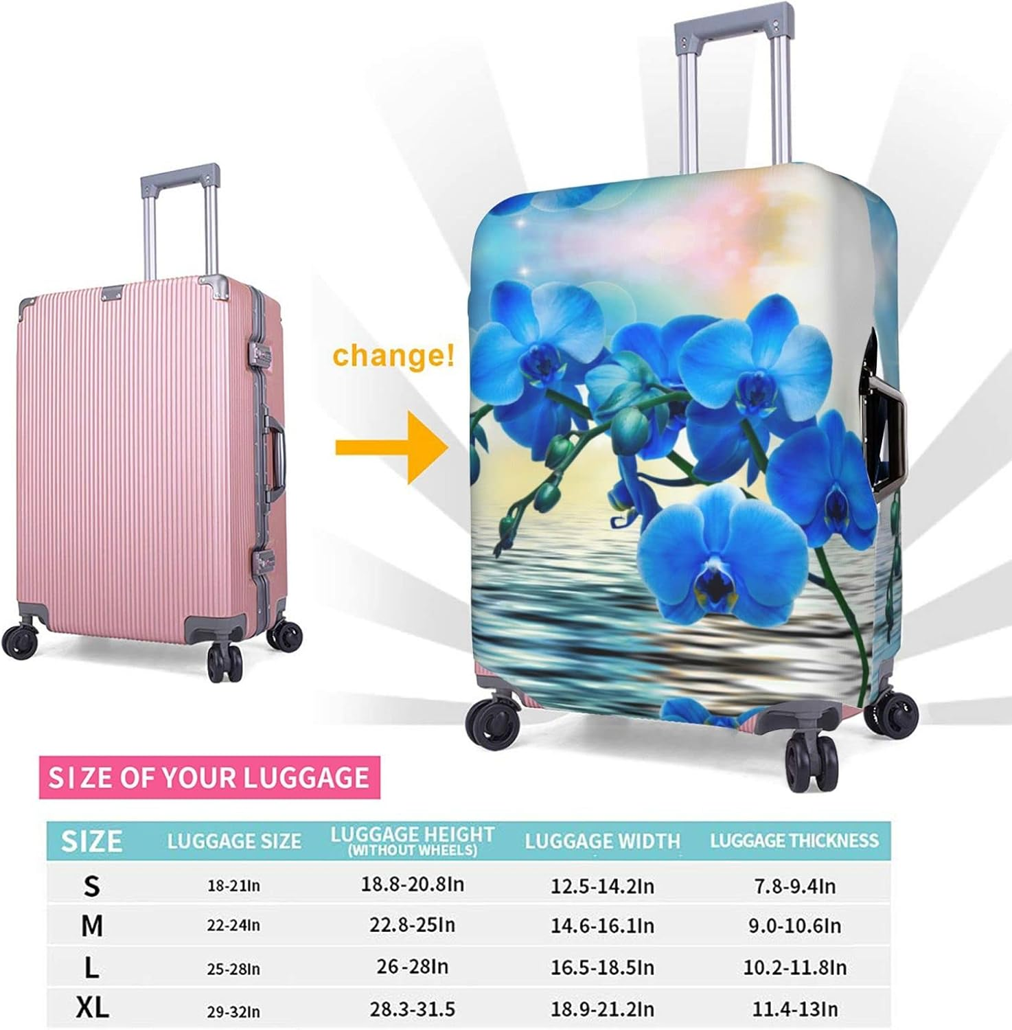 Beautiful Flower Luggage Cover Anti-Scratch Suitcase Protector Fits 18-32 Inch Luggage image number 3