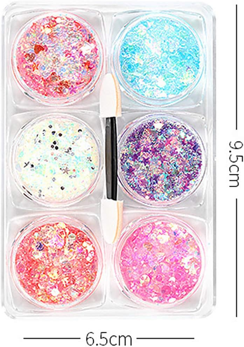 2 Set Colorful Ultra-Thin Tips Body Powder Rose Gold Holographic Festival Nail Art Decoration image number 2