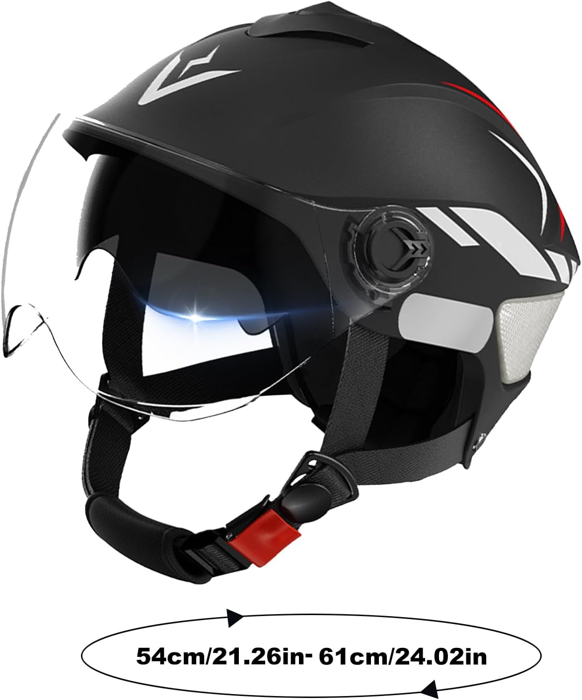 Helmet for Motorcycle - Double Visor Scooter Helmet for Adult - Adjustable Fit Riding Gear, UV Block Hard-Shell Hat for Wife Husband Son Family Men Friends - Black image number 6