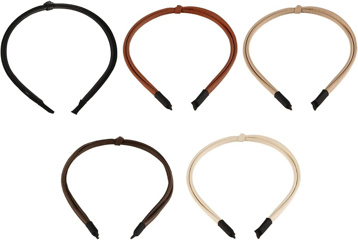 Laroal 5 Pieces Thin Leather Headbands for Women Hairpin Suitable for All Ages and Hair Types image number 4