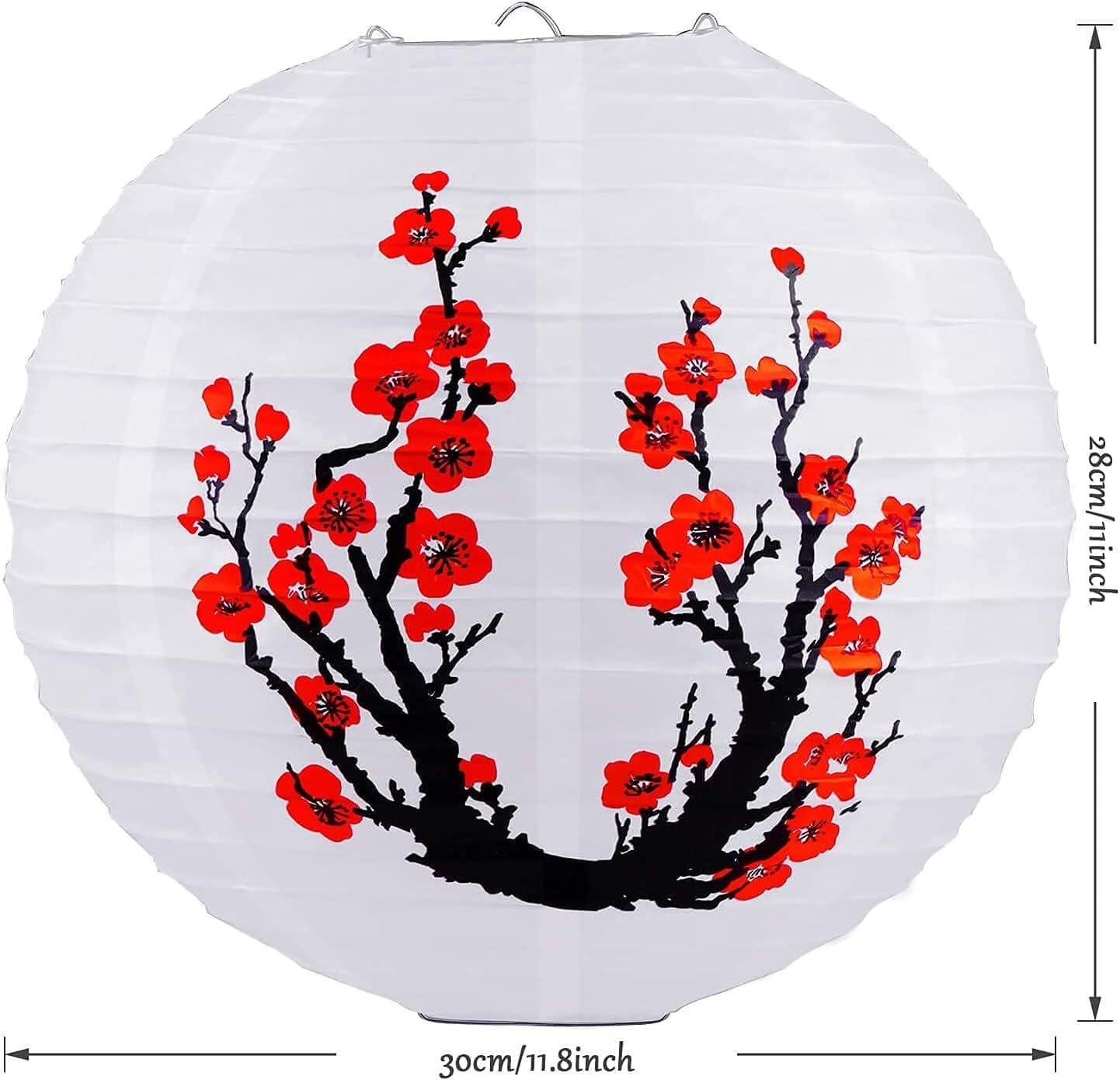 6 Pcs Chinese Japanese Paper Ball Lanterns，Cherry Blossom Lanterns Plum Blossom Lanterns Decorations for Shade Chinese Oriental Style Light Restaurant Wedding Party (Red Cherry Blossom) image number 5