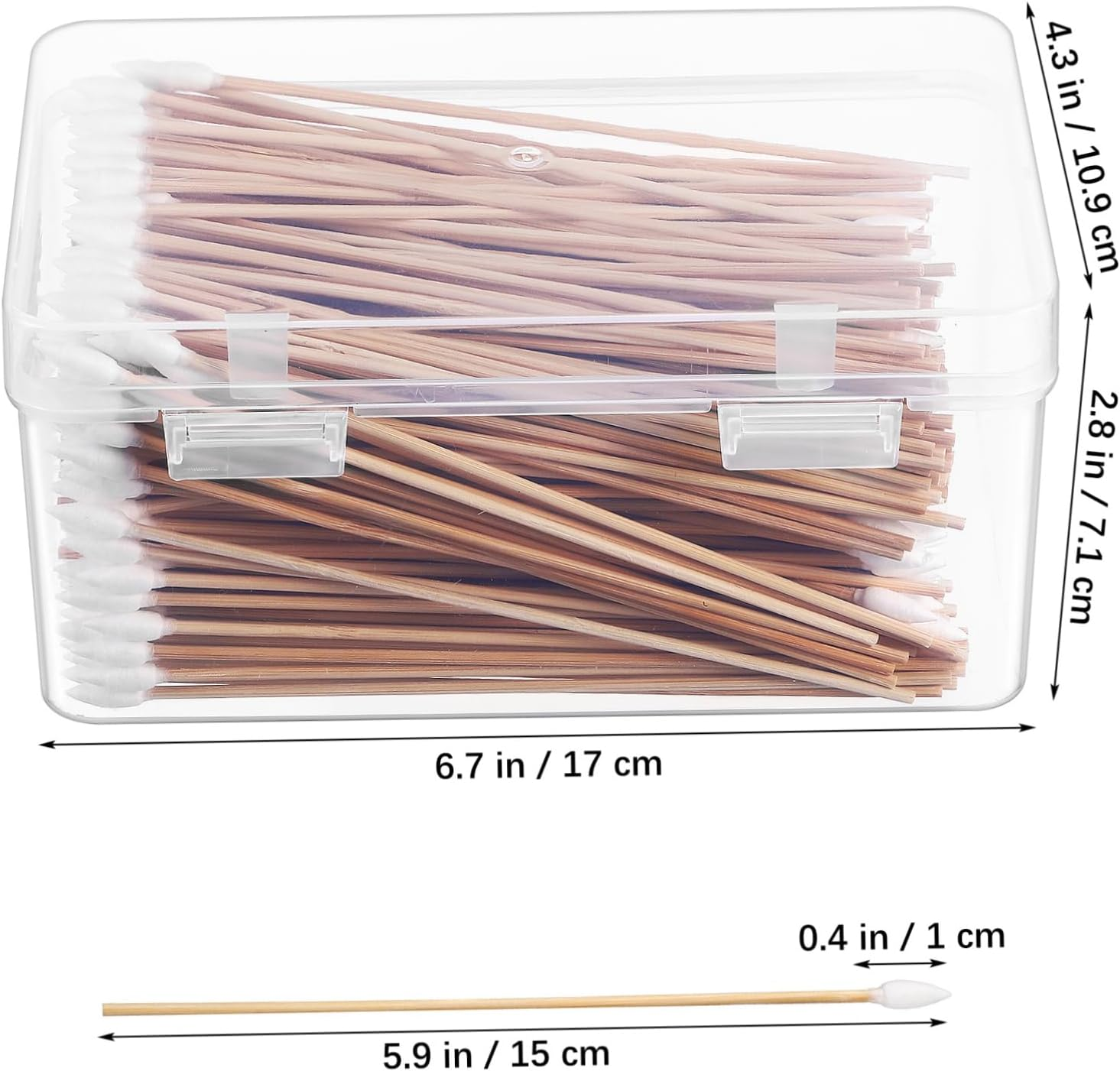 Baluue 1500Pcs Long Cotton Swabs Pointed Tips Makeup Applicator Sticks for Makeup Correction Earphone Cleaning and Keyboard Cleaning image number 1