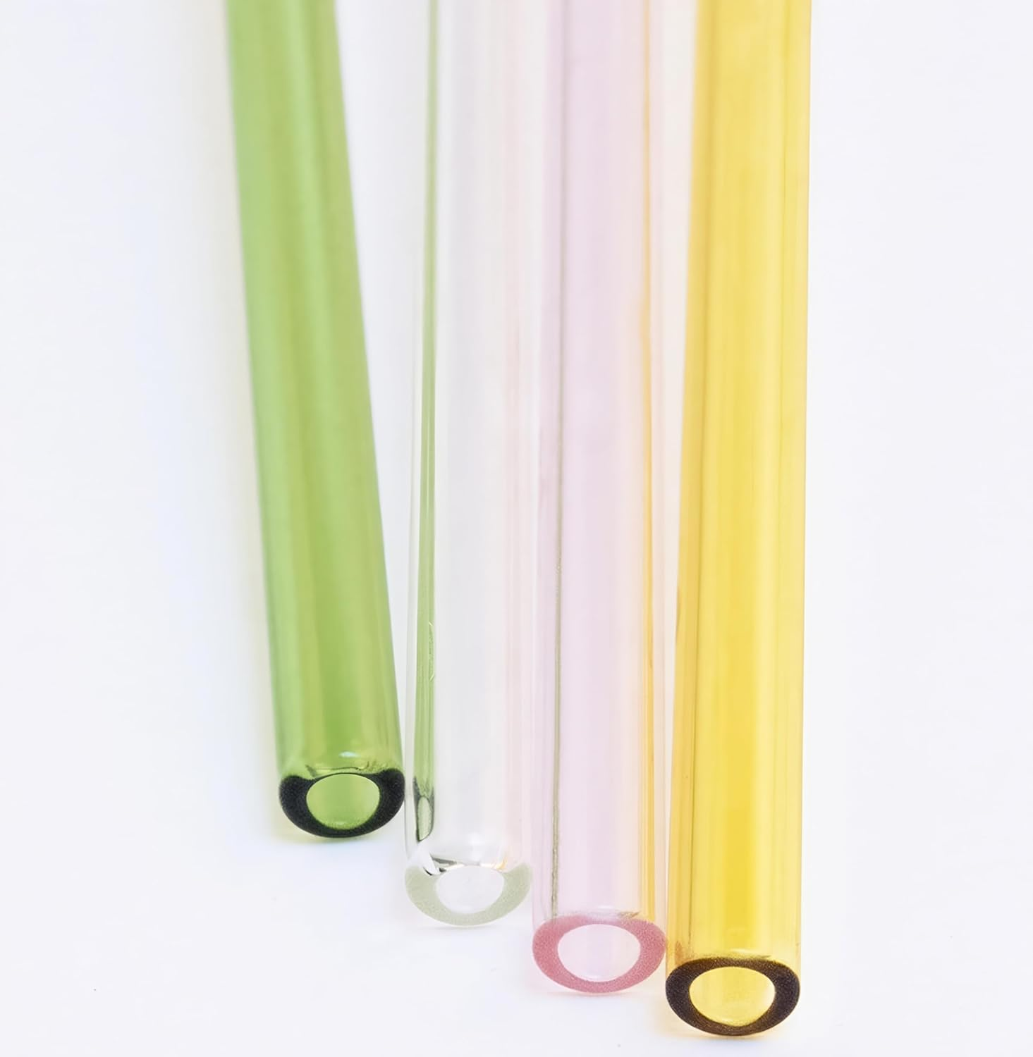 8 Pack Reusable Colorful Glass Straws, 20Cm Shatter-Resistant Bent Drinking Straws for Smoothies, Milkshakes, Hot/Cold Drinks, with 2 Cleaning Brushes Dishwasher Safe Fits Tumblers, Tervis, Mason Jars