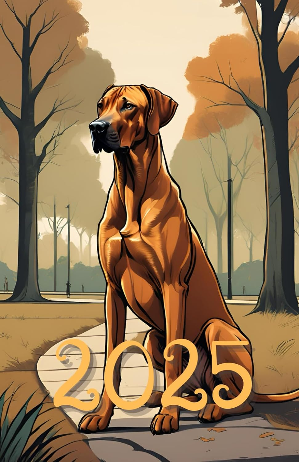 Planner 2025, 2026, 2027, 2028, 2029, 2030 Rhodesian Ridgeback: 378-Page Calendar for Every Day of the Year, Including Every Hour with Extra Montly and Yearly Page with Dogs African Lionhound