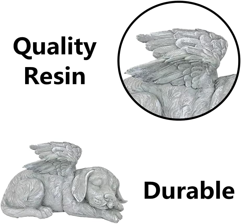 YILUXIANGYANG Dog Angel Wings Ornament Dog Angel Statue Mini Animal Statu for Garden Tombstones or Lawn Decoration image number 4