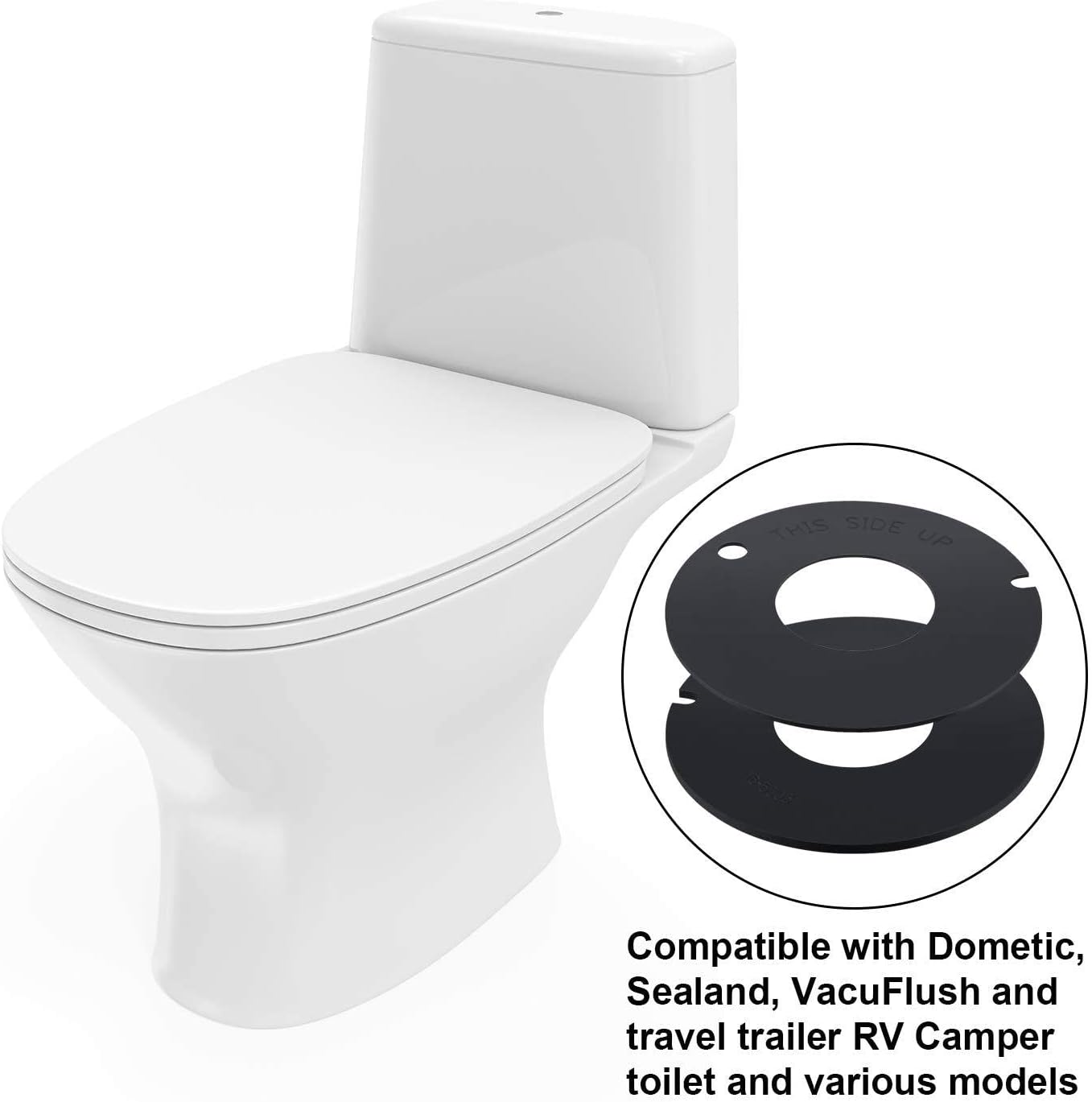 RV Toilet Flush Seal Replacement Kit Part 385316140 & 385311462 Toilet Rubber Ball Bowl Gasket for Dometic Sealand Mansfield Vacuflush and Travel Trailer RV Camper/Marine Toilet (1Pair) image number 4