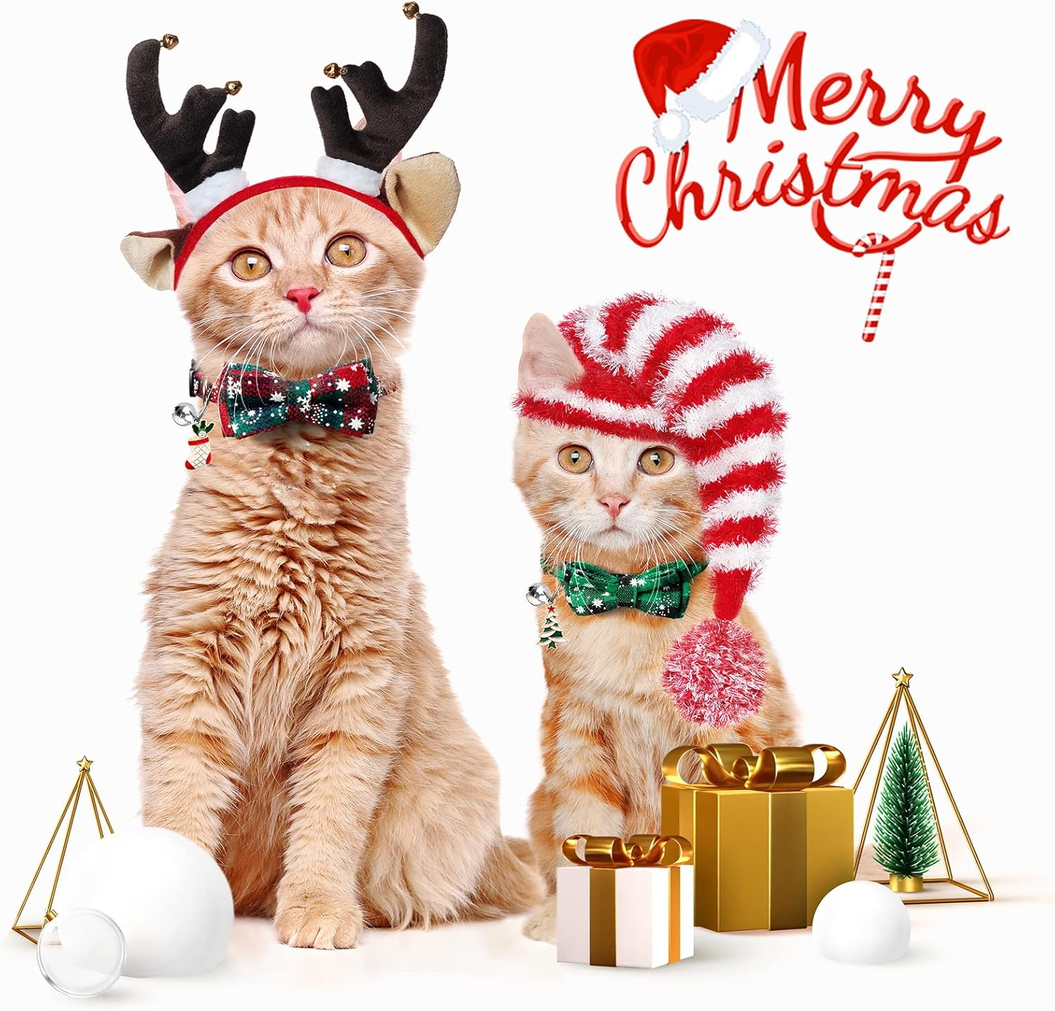 LLHK 4 Pack Christmas Cat Collars with Bow Tie and Bell,Breakaway Kitten Collar for Girl Boy Cats,Adjustable 7-12Inch, for Kitty Kitten Adult Cats,Pet Supplies,Stuff,Accessories image number 2