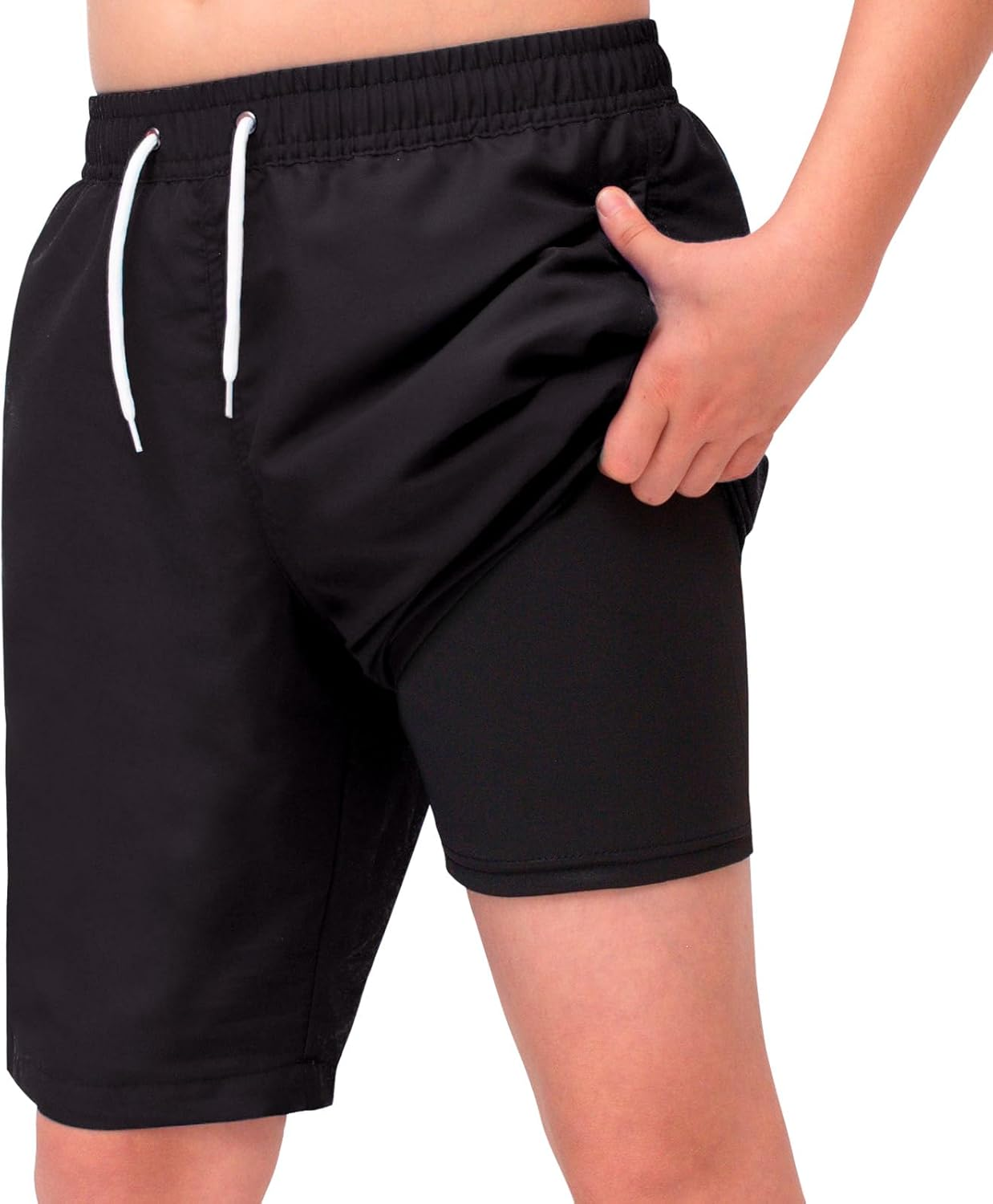 MEILONGER Boys Swim Trunks with Compression Liner 2 in 1 Bathing Suits for Kids Quick Dry Board Shorts Swimming Swimwear Size,8,10-12,14-16,