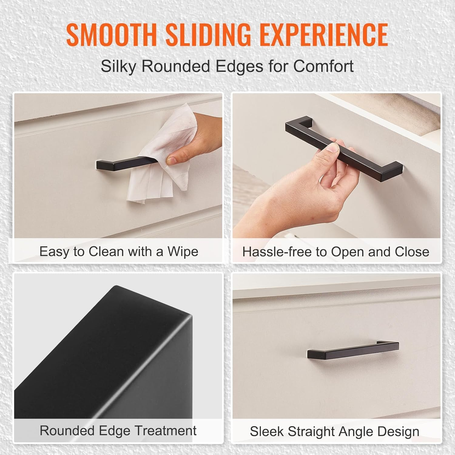 WADY 10Pcs Hole Center Kitchen Square Cabinet Handles, Black Stainless Steel Cabinet Pulls Drawer Pulls Kitchen Cabinet Hardware Kitchen Handles,Modern Square Drawer Pulls (128Mm) image number 1