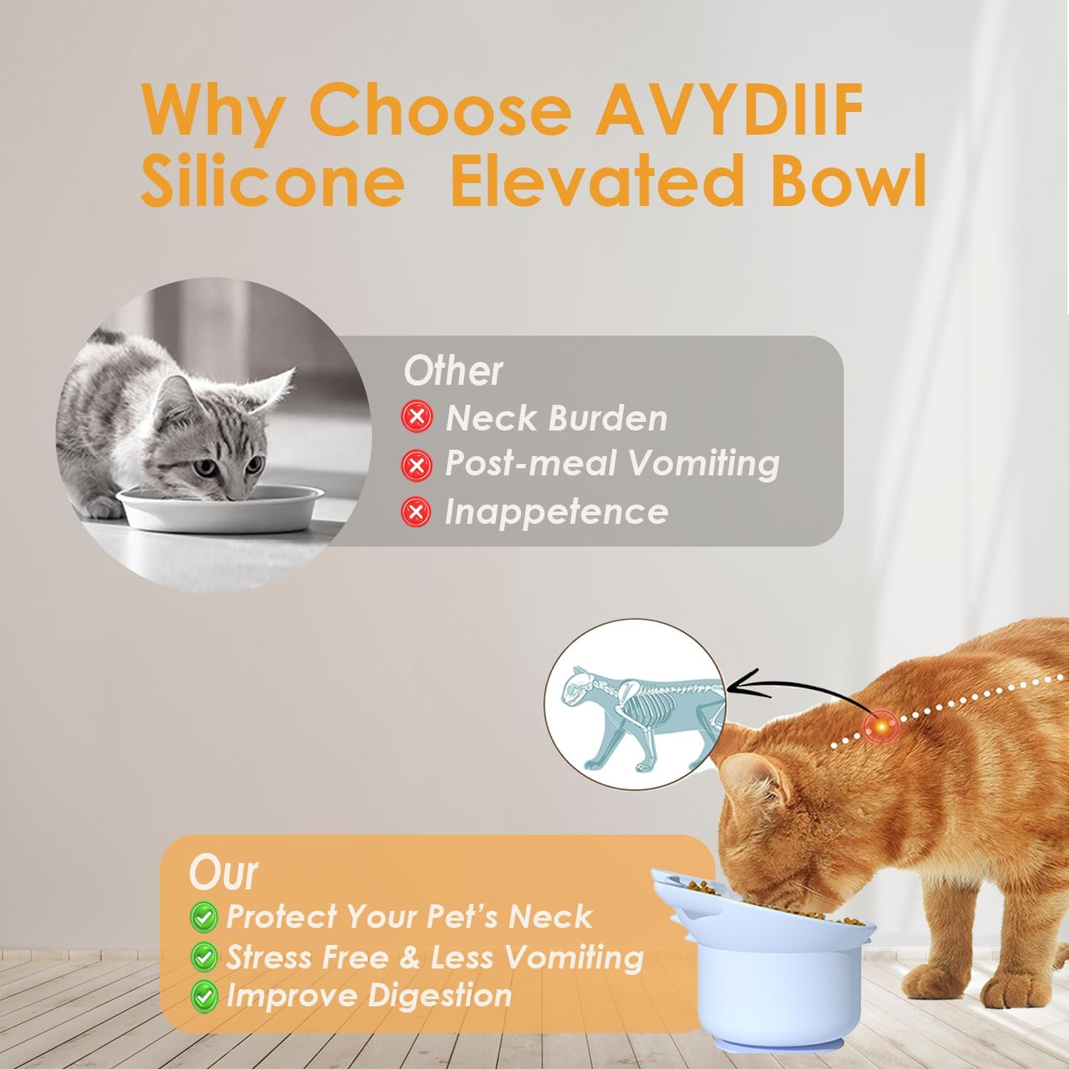 Elevated Cat Bowls Raised Cat Bowls for Food and Water, Slow Feeder Cat Food Dish Whisker Friendly, anti Vomit Cat Bowls Microwave and Dishwasher Safe, Great Height for Cat (Pink, 9.6X9.6X10Cm) image number 2