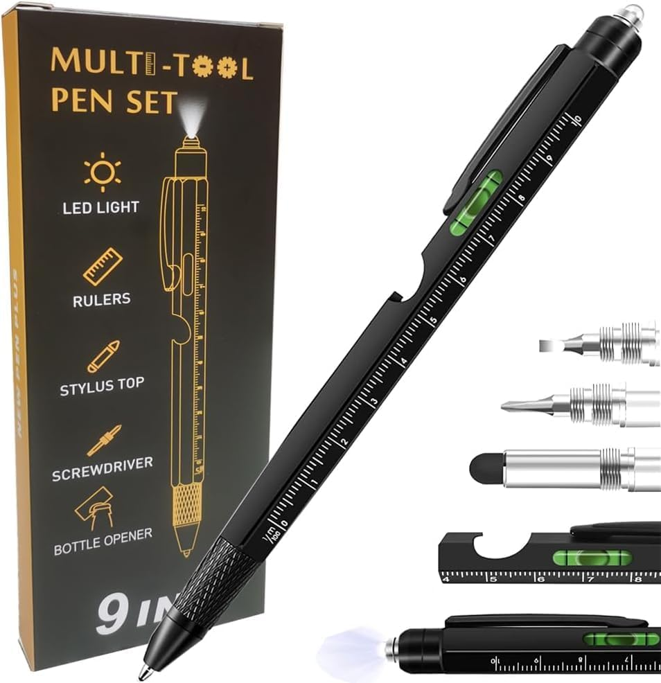 Valentines Day Gifts for Him Gifts for Men, 9 in 1 Multitool Pen, Mens Valentines Gifts Dad, Birthday Gifts for Men Who Have Everything, Dad Gifts from Daughter Unique Tools for Men Black image number 6