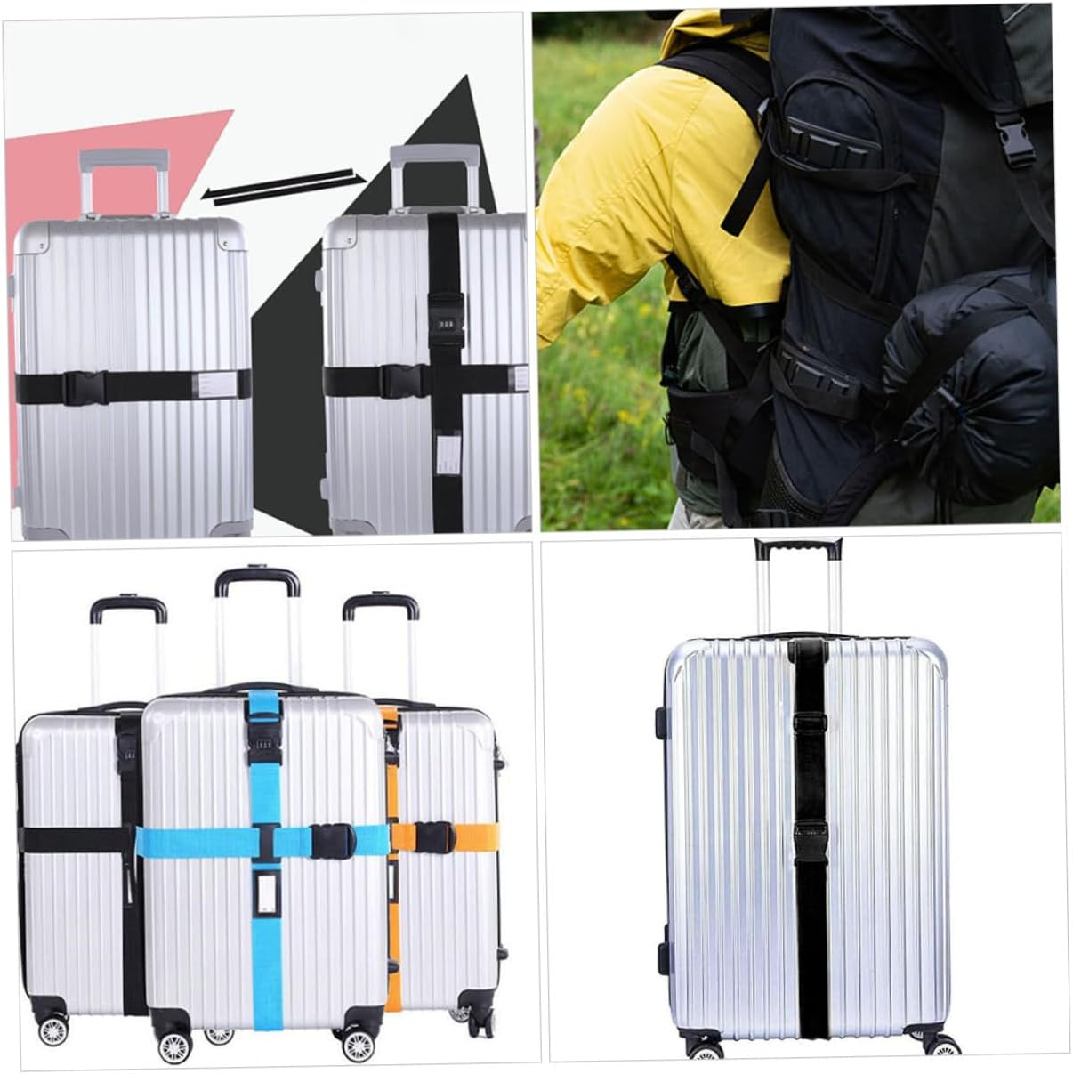 CIMAXIC 5Pcs Adjustable Luggage Straps with Buckle Suitcase Packing Belts for Travel Lightweight Tie down Straps with High Strength and Quick Fastening Secure Travel Gear and Storage image number 4