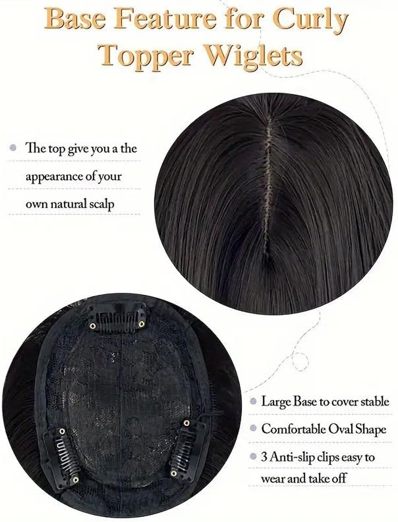 Hair Topper 22" Wavy Toppers Hair Pieces for Women Synthetic Middle Part Hair Topper Long Wavy Clip in Hairpiece with Fringe Bangs (1#) image number 5