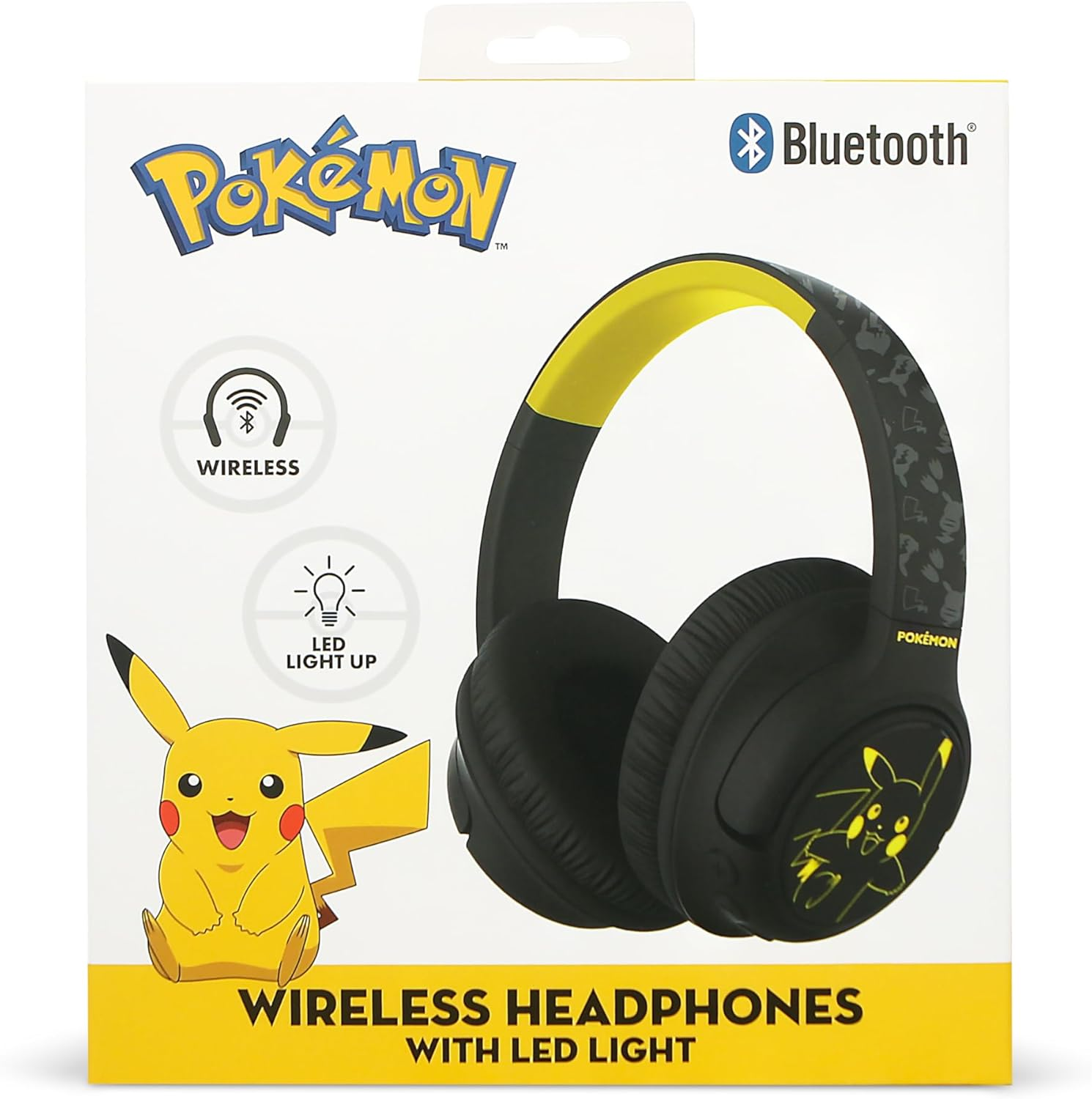 OTL Technologies Pokemon Pikachu Foldable Wireless Headphones with LED Light image number 2