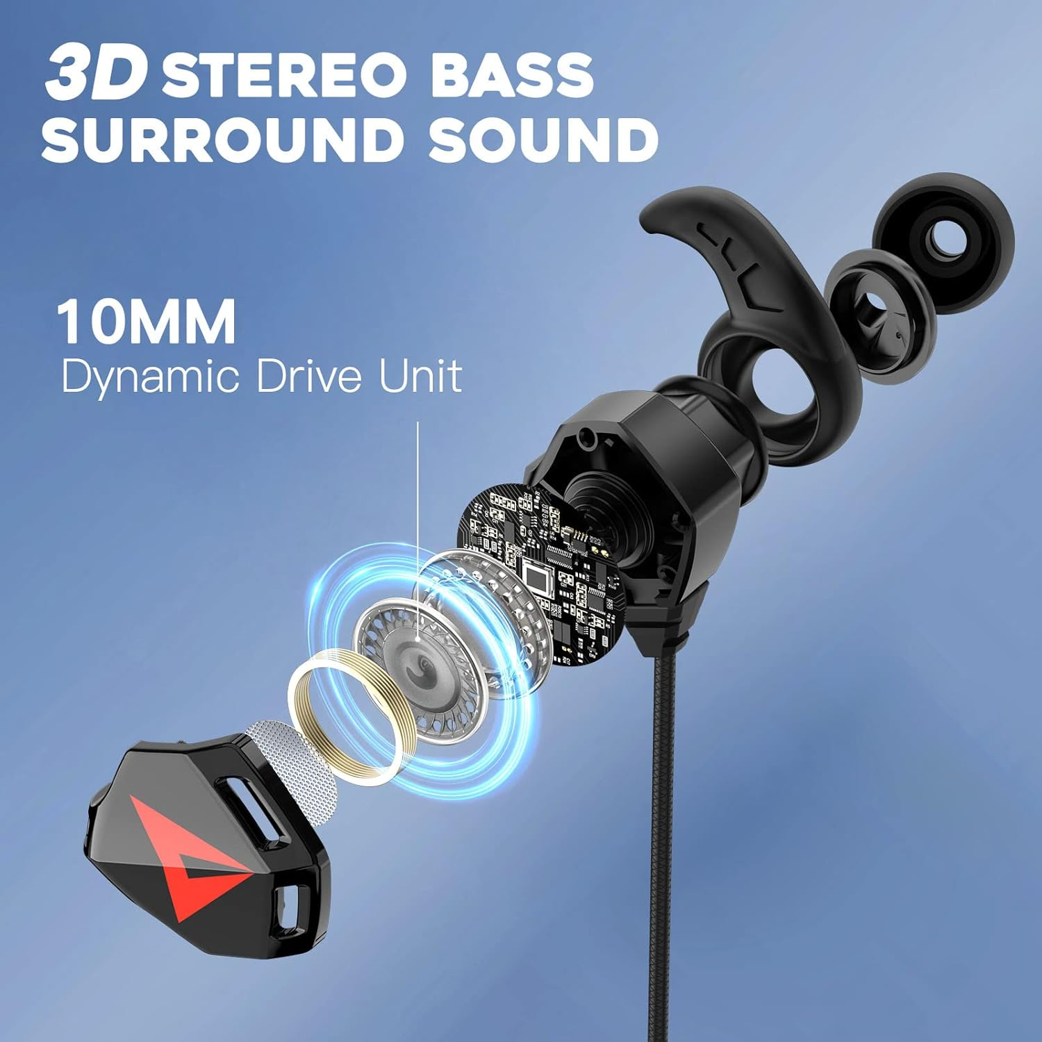 Bluefire 3.5Mm Gaming Headphones with Noise-Cancelling Mic, Stereo Gaming Earbuds PC Gaming Earphone with Microphone & Volume Control for PC Phone(Black) image number 3