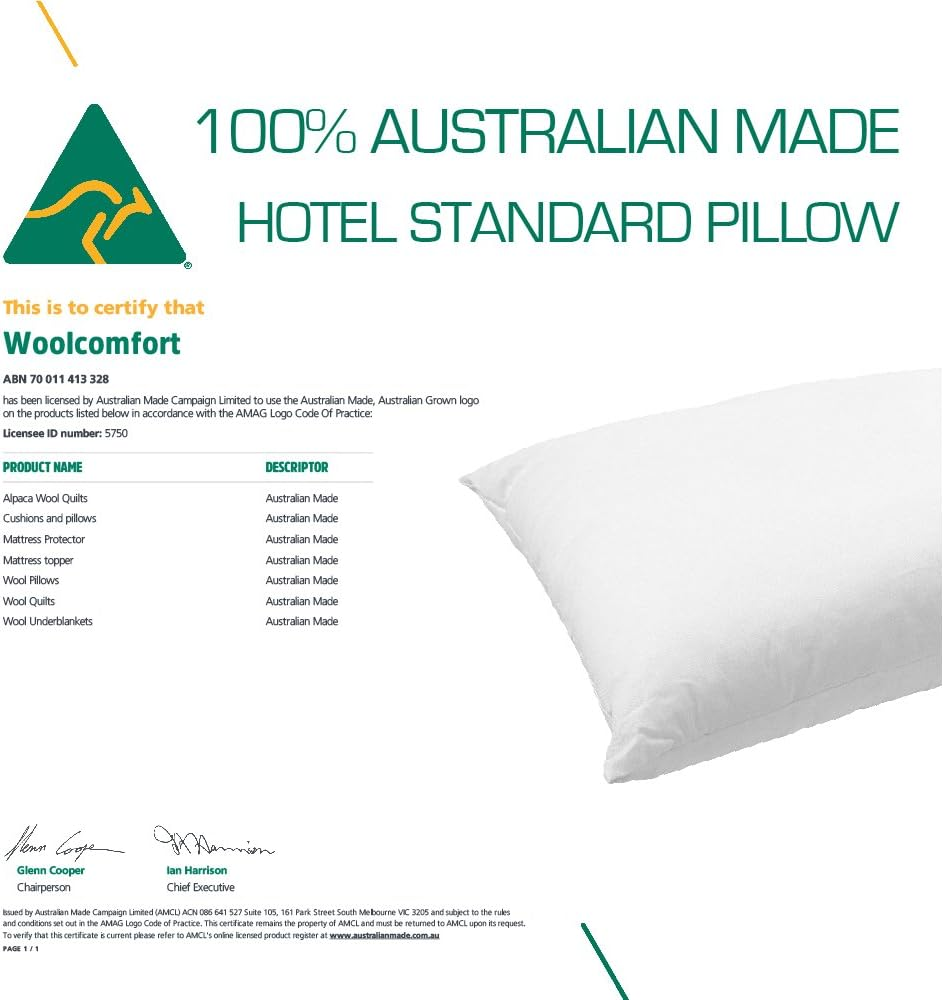 Luxor Linen Luxor Australian Made Hotel Quality Pillow Standard Size, Medium Firm, Single Pack