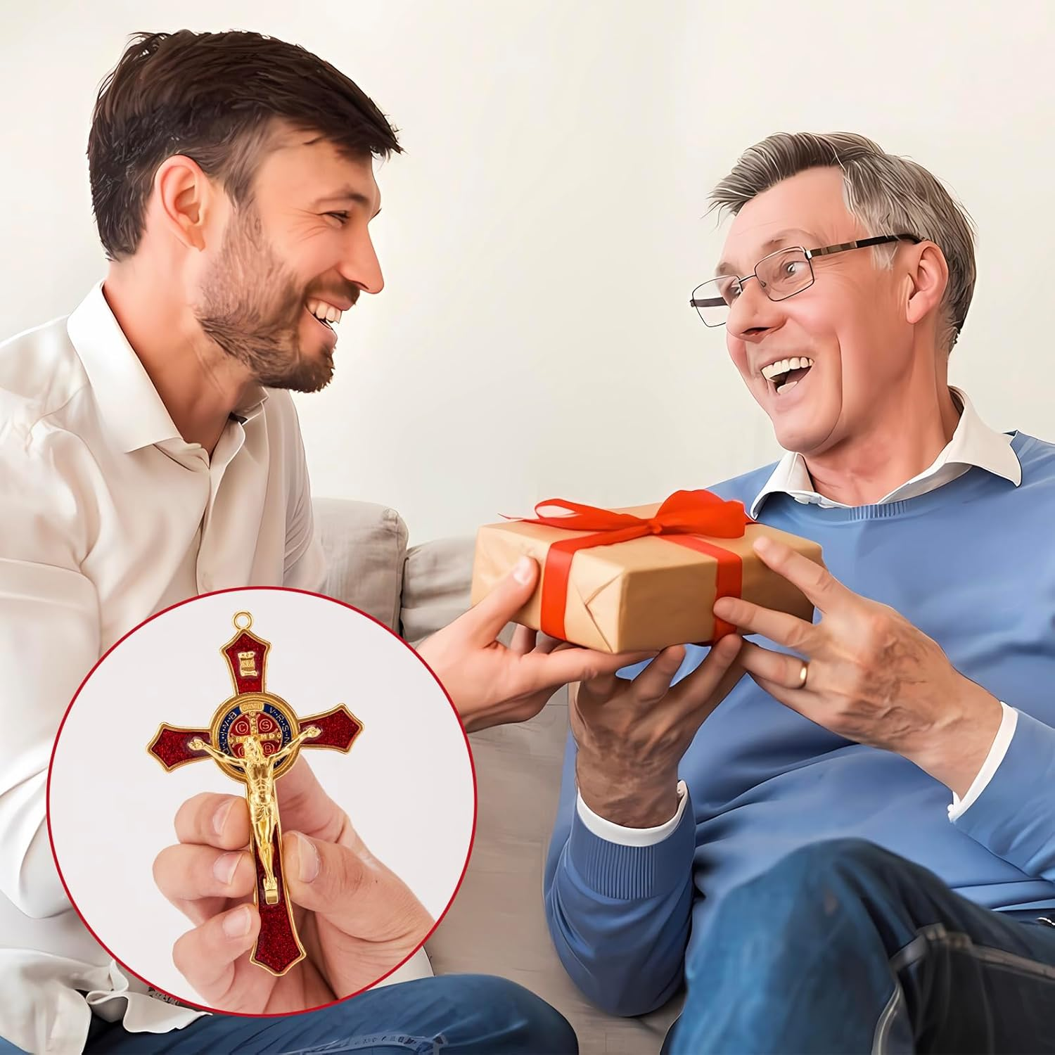 Brilucky St. Benedict Crucifix Wall Cross, Red Enamel Wall Art, 4.7 X 2.7 Inch, Catholic Decor image number 6