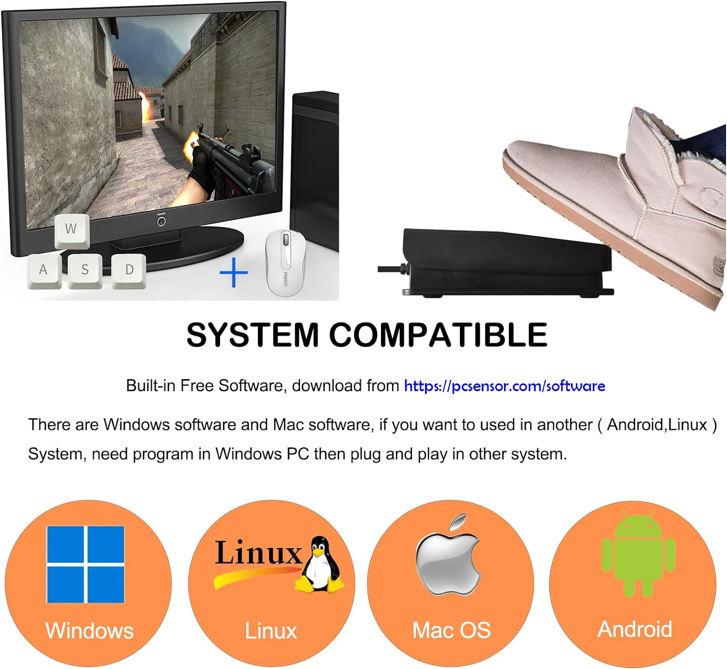 Ikkegol Upgraded 2023 Digital Optical USB Foot Pedal, USB Single Foot Switch Game Control, One Key Programmable Footswitch Mouse Keyboard for Video Game Push to Talk, Transcription HID (Single Pedal) image number 1