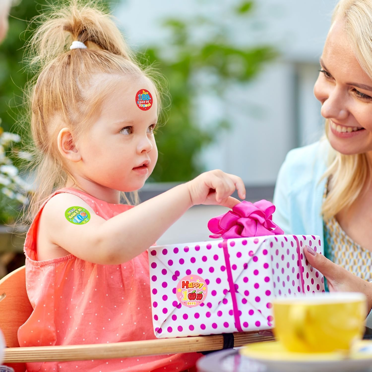 500Pcs 100 Days of School Stickers, One Hundred Days Smarter Encouragement Stickers School Teacher Incentive Reward Sticker for Kids Kindergarten School Party Decoration image number 2