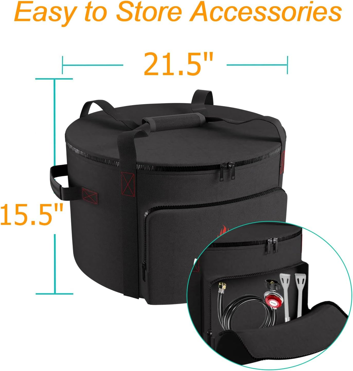 Carry Bag Fits for EAST OAK Fire Pit 17'' Smokeless Fire Pit (21" Firepit Bag) image number 6