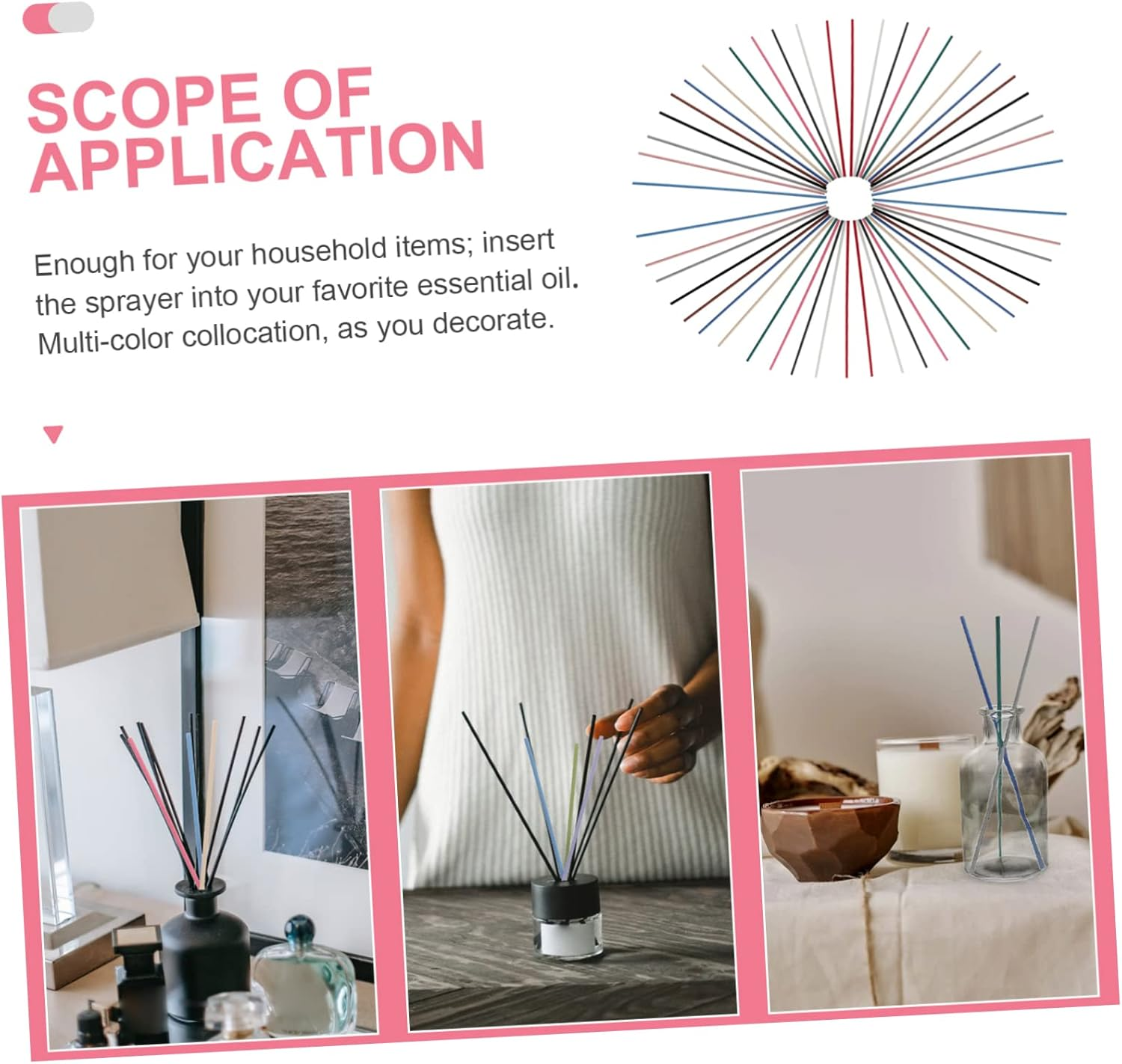 Anneome 72Pcs Aromatherapy Rattan Sticks Fireless Aroma Sticks for Essential Oil Diffuser Natural Rattan Material for Home Car Aromatherapy image number 3