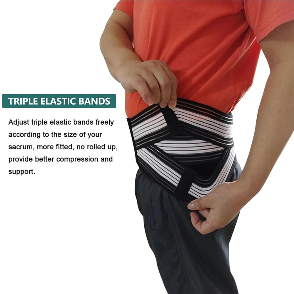 Sacroiliac Hip Belt &ndash; Adjustable SI Joint Support Brace for Men & Women, Hip & Trochanter Stability, Comfortable Daily Wear (Black & White) image number 5