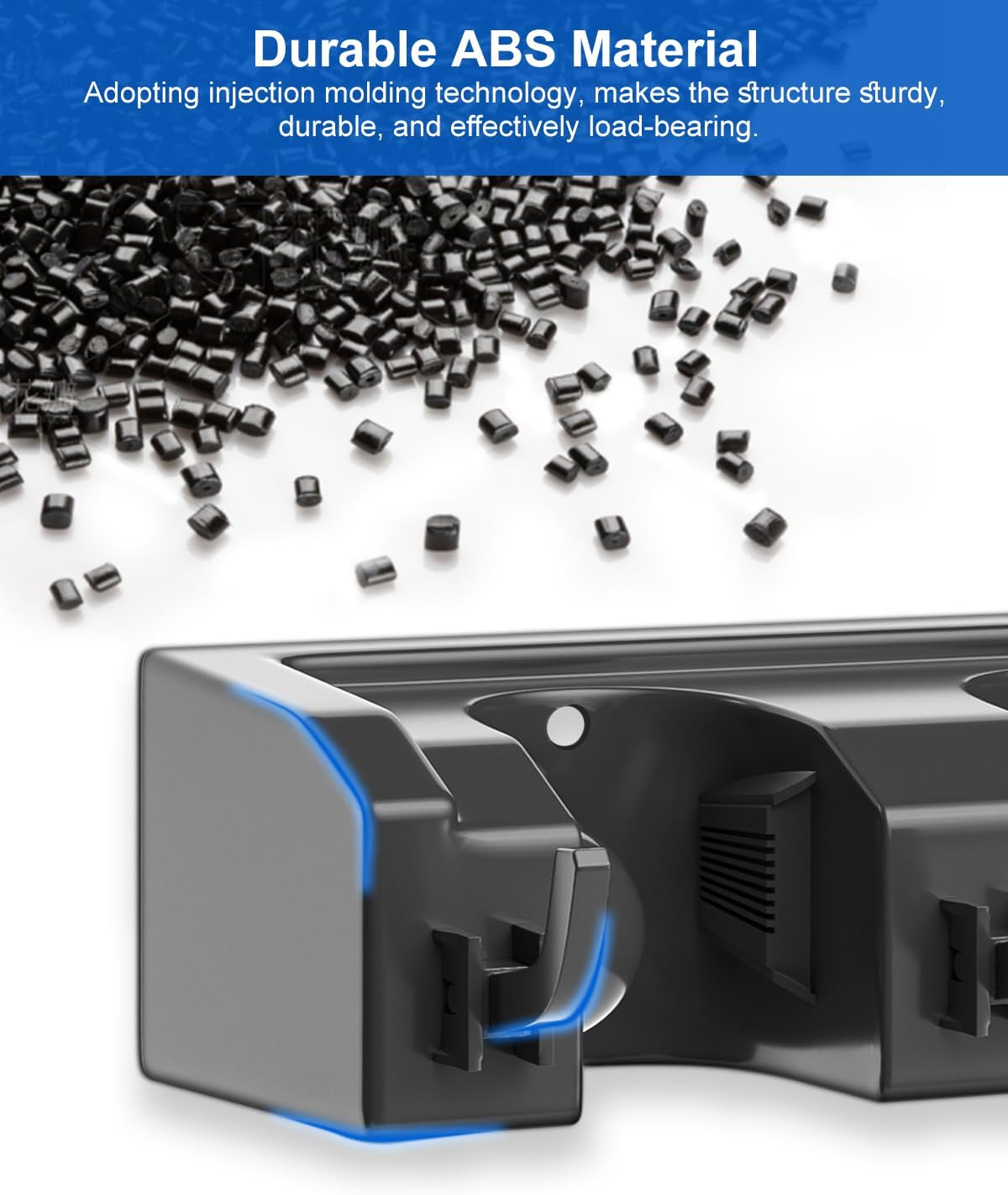 Acemining Broom Holder Wall Mounted, 2 Pack 5 Holders and 6 Hooks Mop Holder, ABS Plastic Brush Holder, Thick and Durable Mop Wall Holder Black