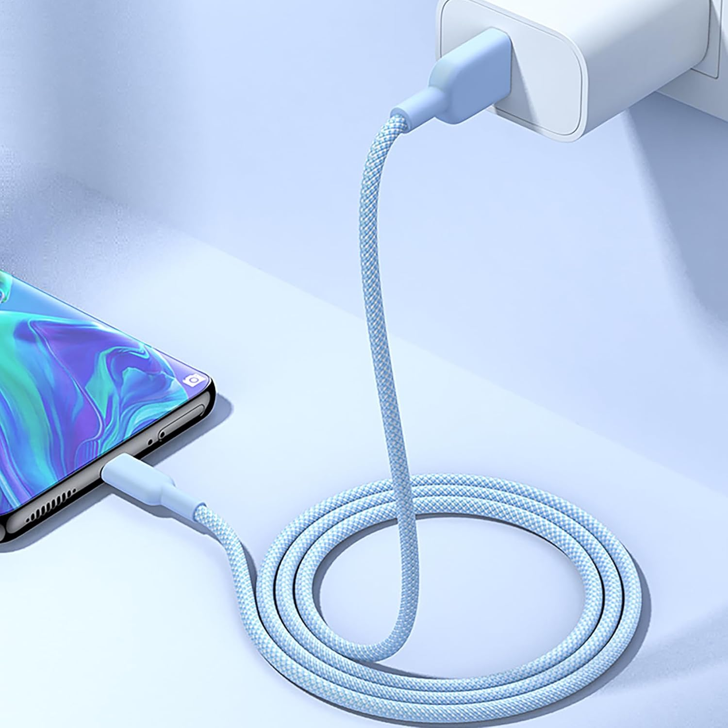 USB Type C Cable 2Pack, Tunghey USB C Charger Cable Nylon Braided Fast Charging Sync Cord Compatible 16/15 Pro Max Galaxy S10 S9 S8 Plus,Note 9 8,Pixel 2 XL (Black, 1M) image number 5