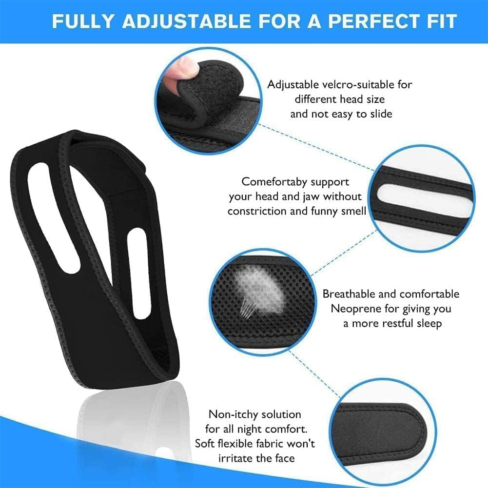 LGLAU anti Snoring Chin Strap anti Snoring Device Adjustable Universal anti Snoring Devices Adjustable Effective Stop Snoring Sleep Aid Snore Reducing Aid for Women & Men (Black) image number 2