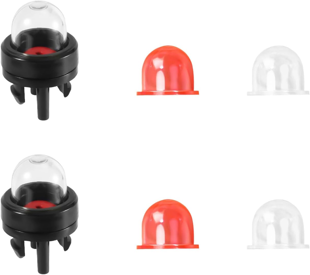 Lasuroa 6Pcs 188-512-1 Snap-In Carburetor Primer Bulb Pump and Primer Bulb Replacement, for Small Engines Poulan Echo Ryobi Homelite Bolens for Husqvarna Craftsman Chainsaw Walbro Trimmer(Clear+Red) image number 2
