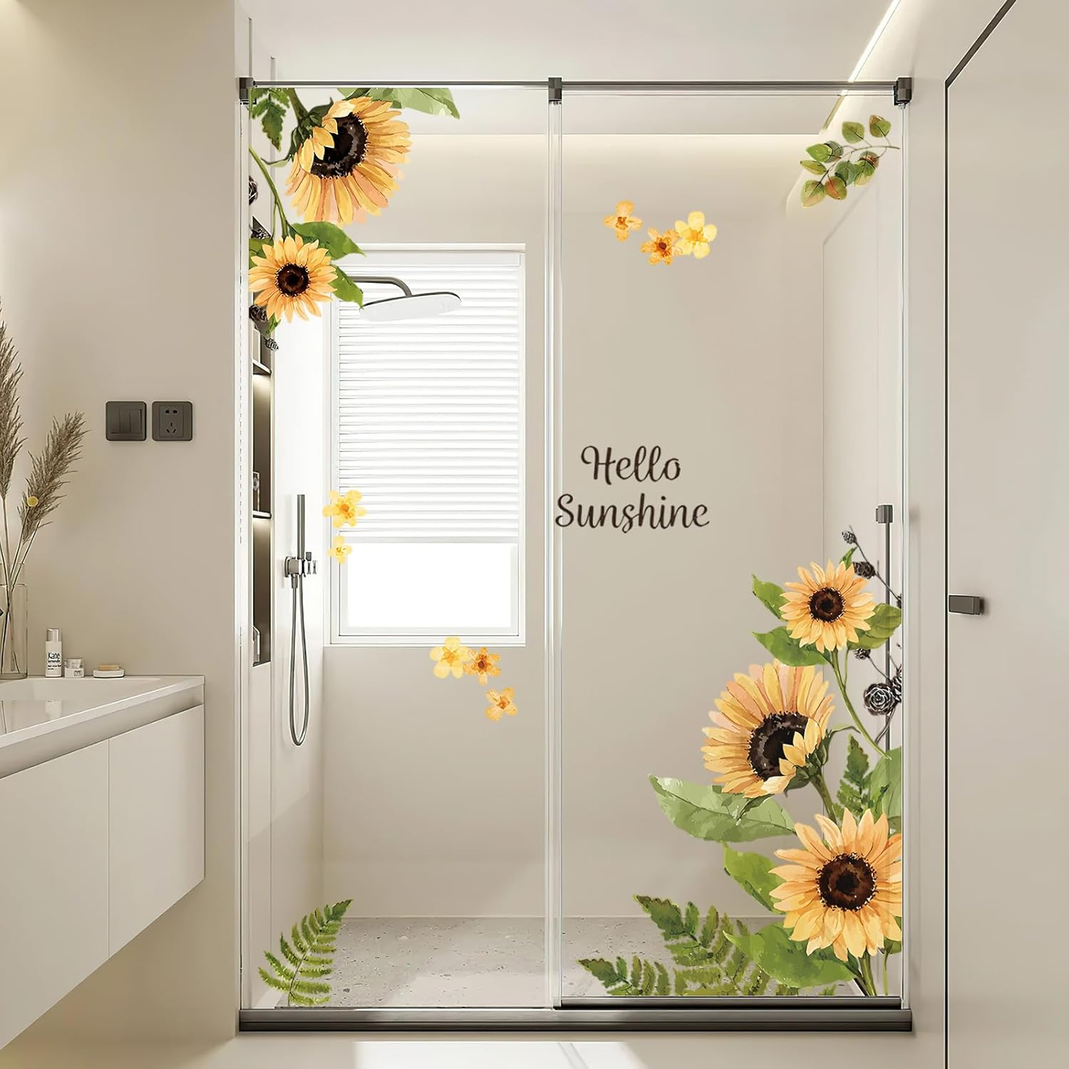 KIKISML Sunflower Wall Stickers, Garden Flower Wall Decals for Bedroom, Livingroom, Shop Window, Bath Room, TV Background Art Wall Decor (2 Pieces) image number 3