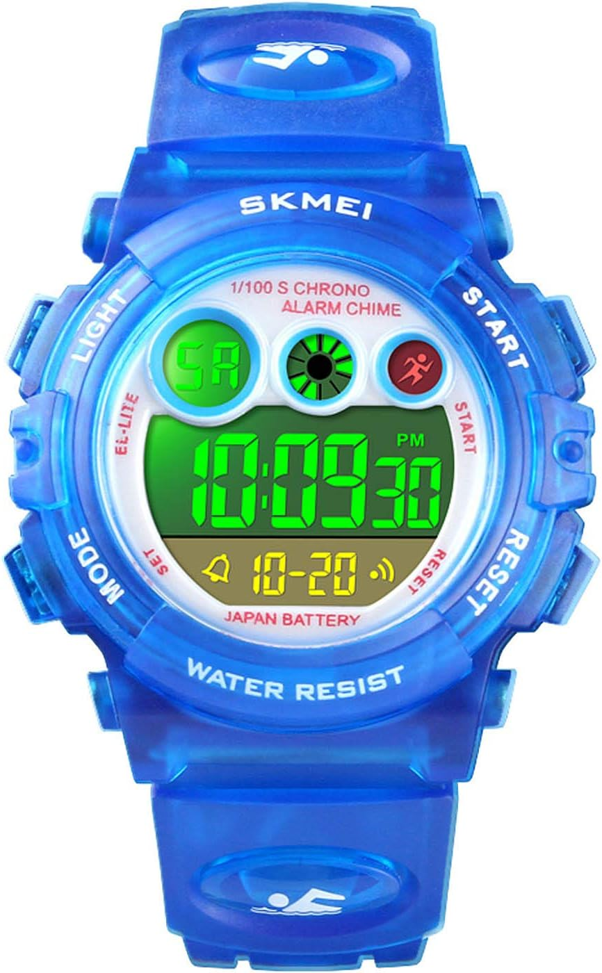Kids Digital Sport Watch for Boys Girls, Kid Waterproof Electronic Multi Function Casual Outdoor Watches, 7 Colorful LED Luminous Alarm Stopwatch Wristwatch