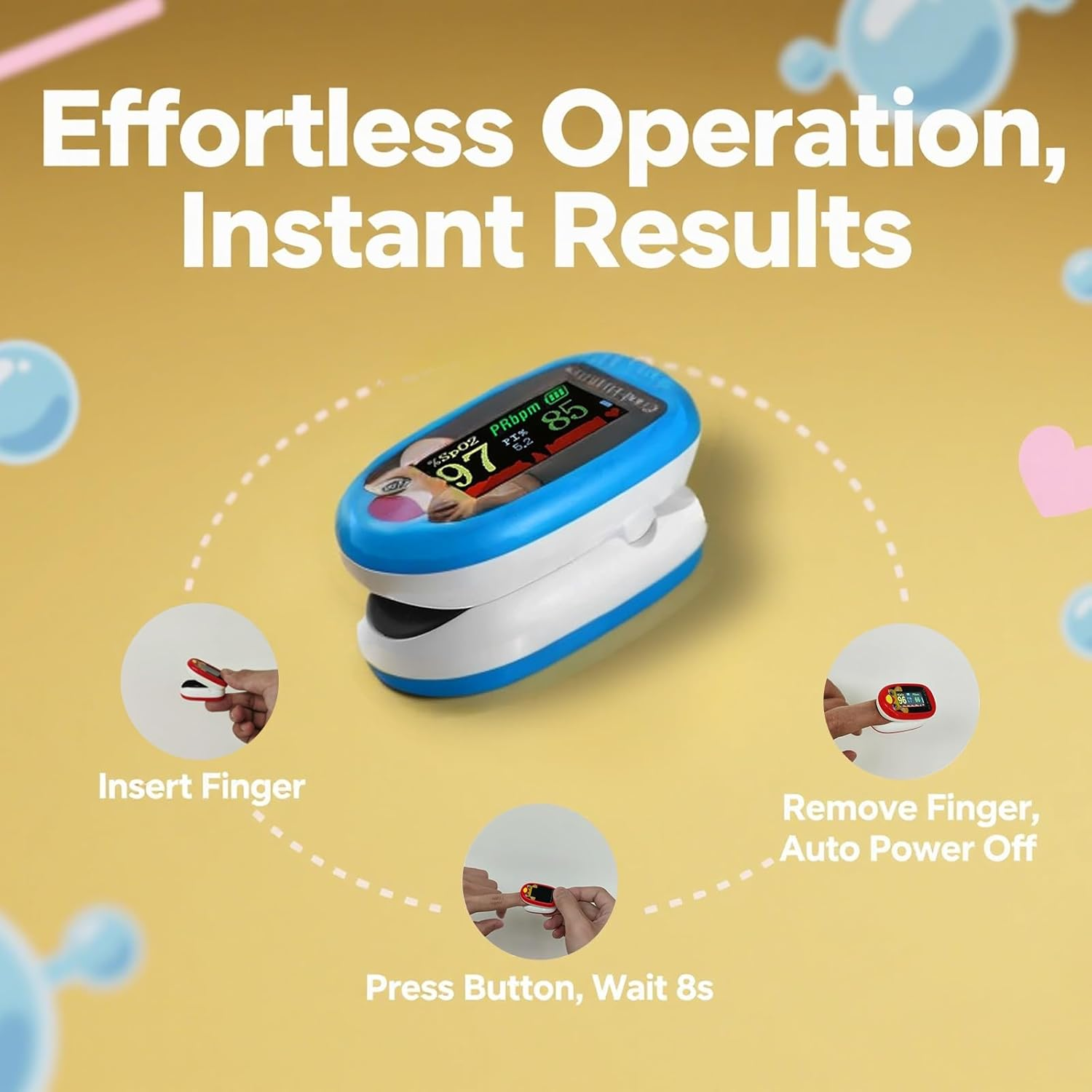 Rechargeable Pulse Oximeter for 2-12 Year Old Kids: Fingertip Blood Oxygen and Heart Monitor with Lanyard, Portable Digital Oxygen Saturation Gauge - Red image number 4