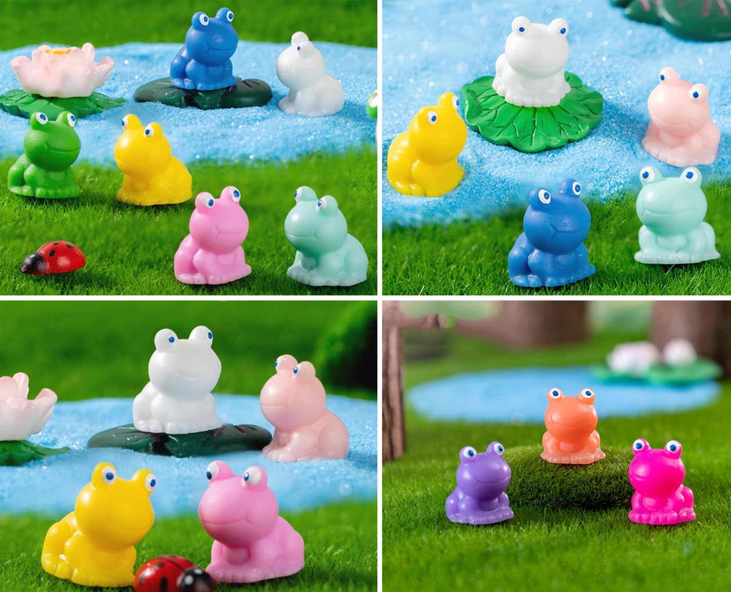 220 Pcs Mini Frogs, Bright Color Tiny Plastic Frogs for Home Fairy Garden Decor (Blue) - Multicolor image number 3