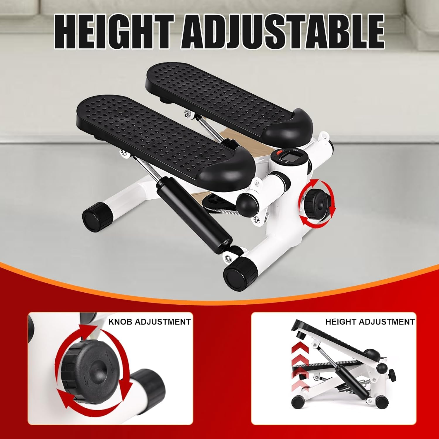 Stepper Silent and Compact Foot Fitness Equipment for Aerobic and Strength Training Digital Display Waist Shaping Weight Loss Fat Burning Max Capacity 125Kg Indoor Use image number 1