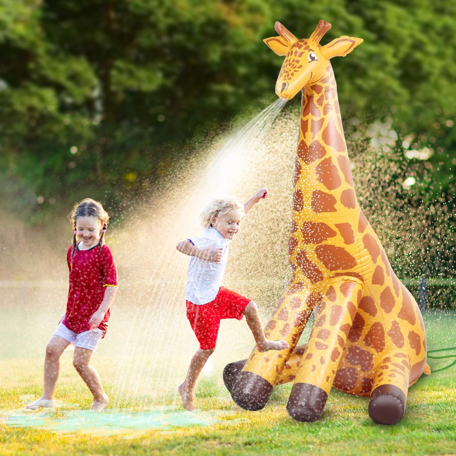 Gofloats Giant Inflatable Giraffe Party Sprinkler - 7 Feet Tall Yard Sprinkler for Kids Summer Fun image number 6