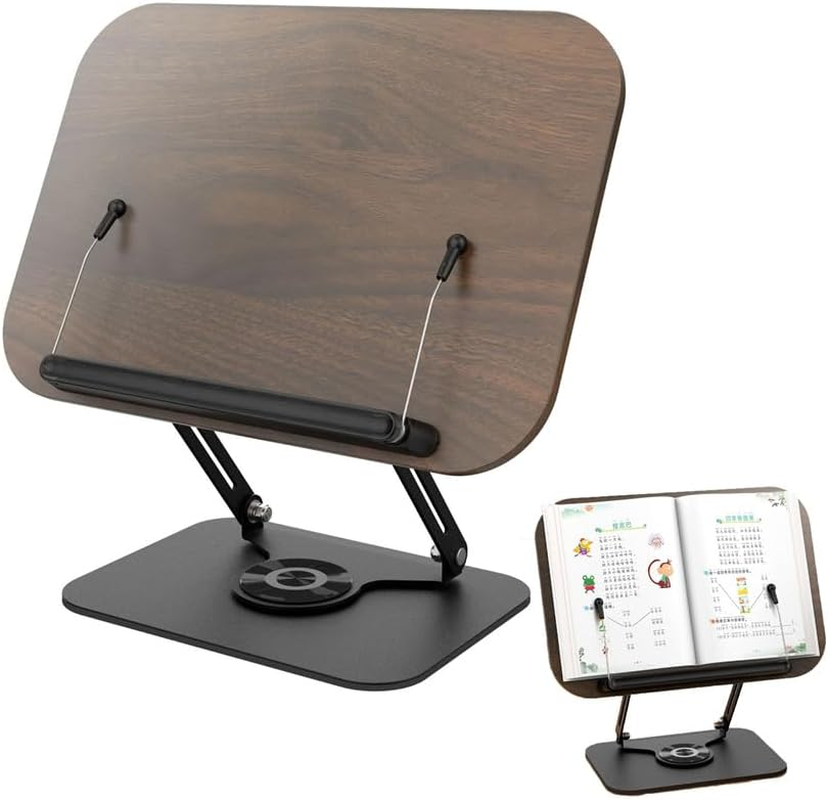 Foldable Laptop Stand with 360 Rotating Base,Adjustable Cookbook Large Document Holders,Portable Monitor Tablet Stand Holder Office Accessories Compatible,Book Stand for Reading,Music Stand image number 6