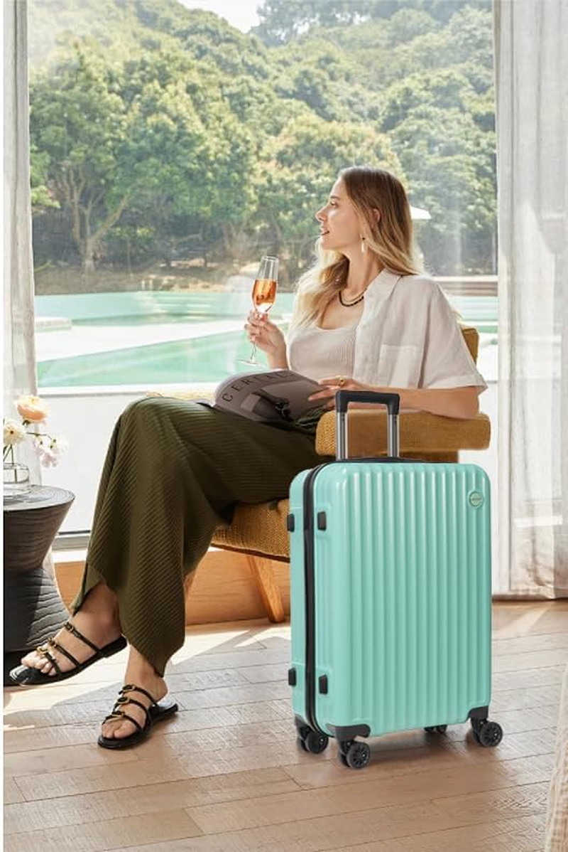 Aklsvion Hardside Luggage Set 3 Piece (20/24/28 Inch),Abs+Pc Spinner Suitcases with Double Wheels,Lightweight Travel Luggage (Mint Green, 3 Piece Set) image number 2