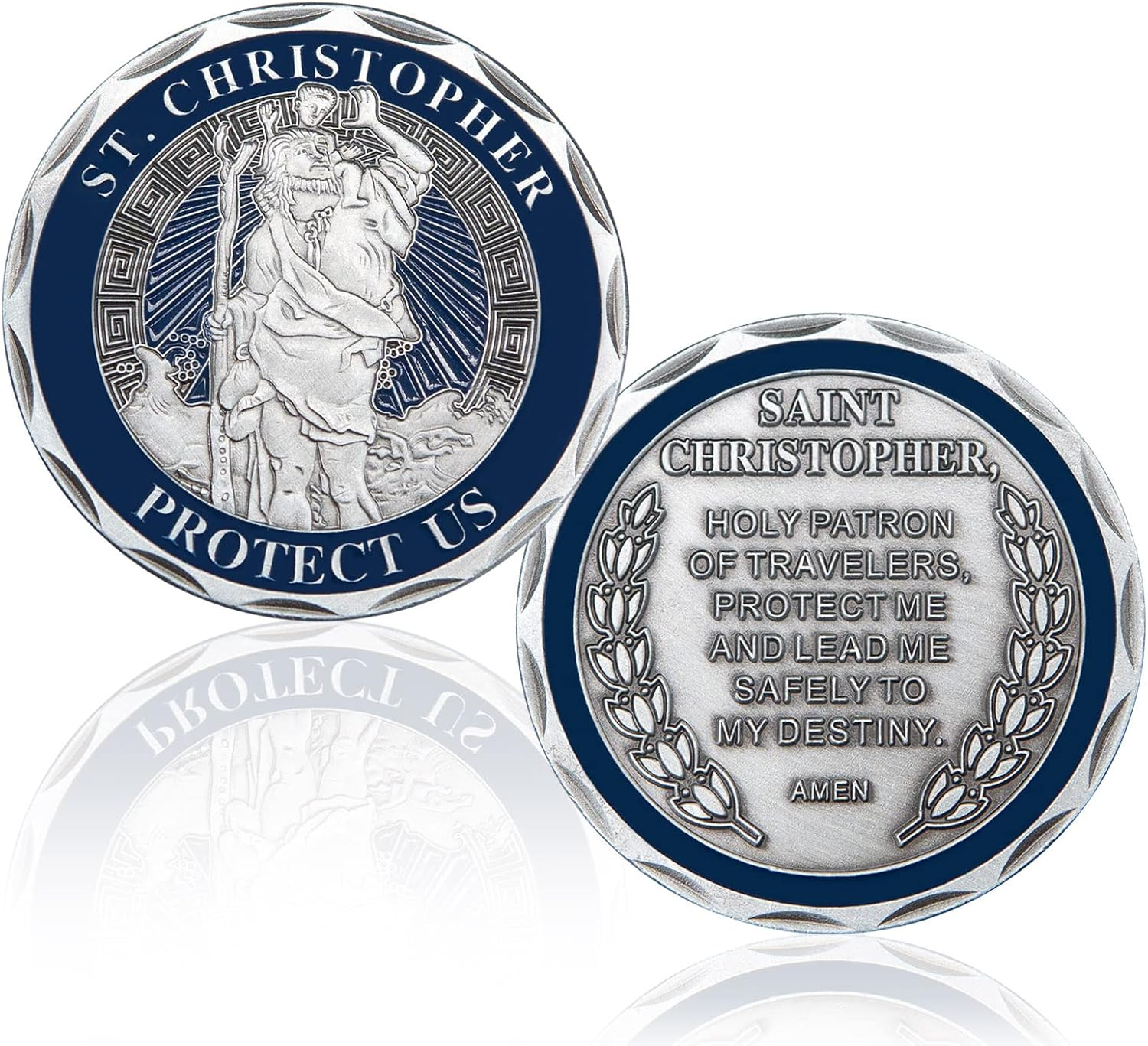Yuchew St Christopher Coin Religious Challenge Coin Saint Christopher Medal Bless Safety Commemorative Parent, Family, Friend