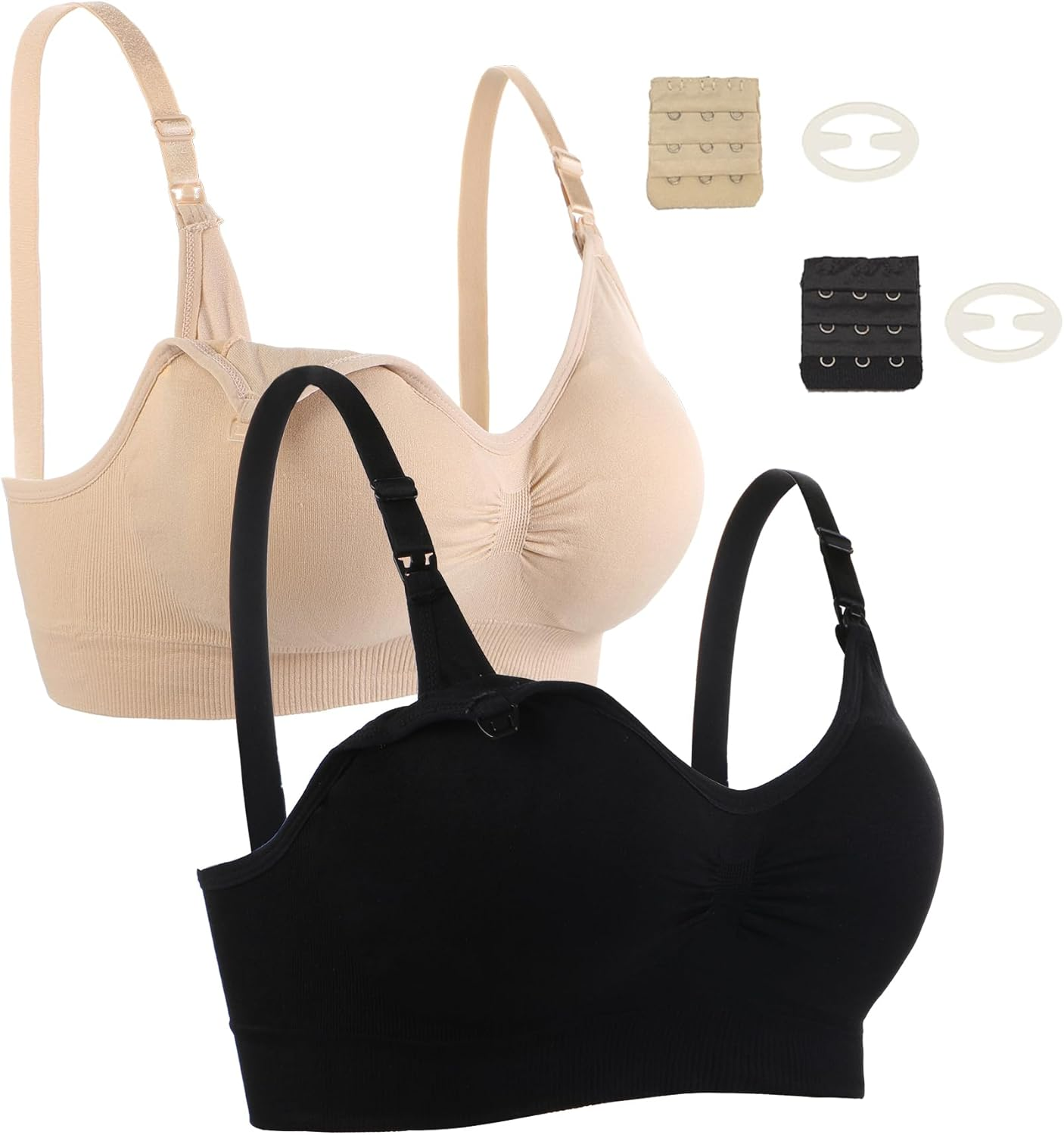 Lancuthek 2 Pack Nursing Bras for Breastfeeding Maternity Bra Breastfeeding Wirefree Seamless Pregnancy Bralette for Womens image number 1