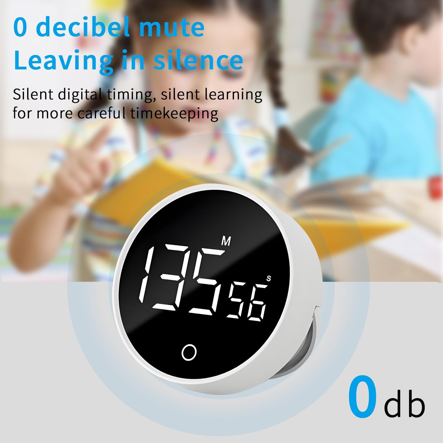 QUMOX F7 Digital Timer Countdown & Stopwatch with Adjustable Volume, Magnetic Base, Rotating Knob, Rechargeable Battery Perfect for Cooking, Study, and Work - White image number 1