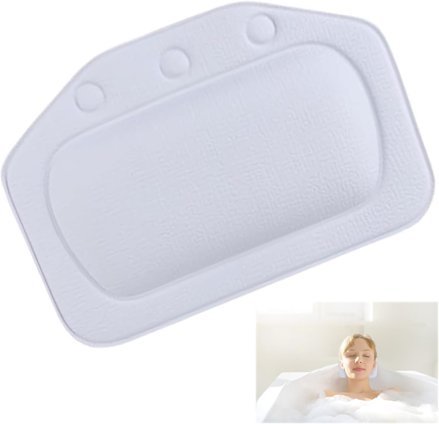 Bath Pillow with 3 Strong Suction Cups, Soft Waterproof Bathroom Pillow for Tub, Relaxing Bathtub Pillow for Neck and Back Support Modern Minimalist Design Durable Bath Accessories image number 2