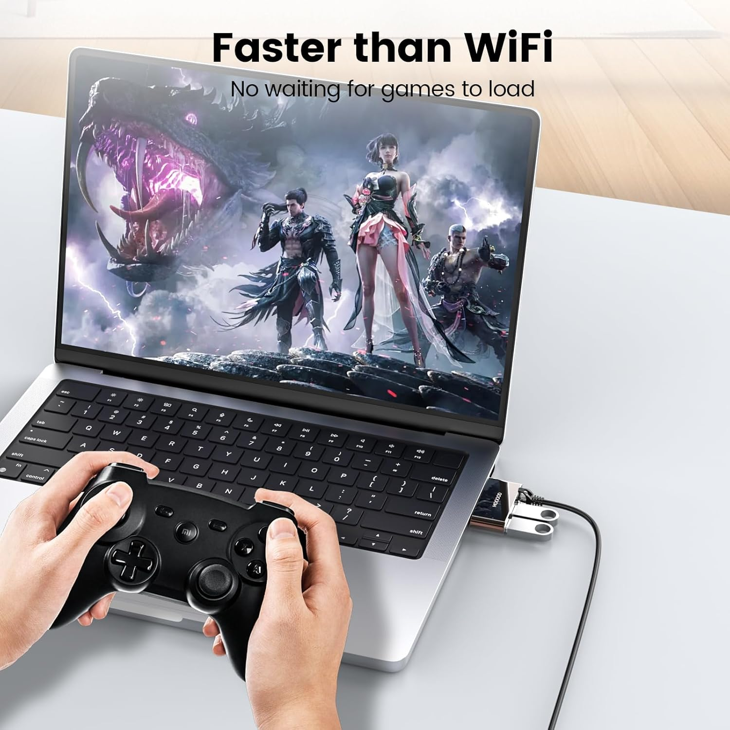 MOGOOD USB C to Ethernet Adapter Type-C Gigabit Ethernet Adapter 1Gbps 3-In-1 USB to RJ45 LAN Wired Network for Macbook Pro/Air, Iphone 15 Pro/Max, Dell XPS, Galaxy S8-S23, Etc image number 1