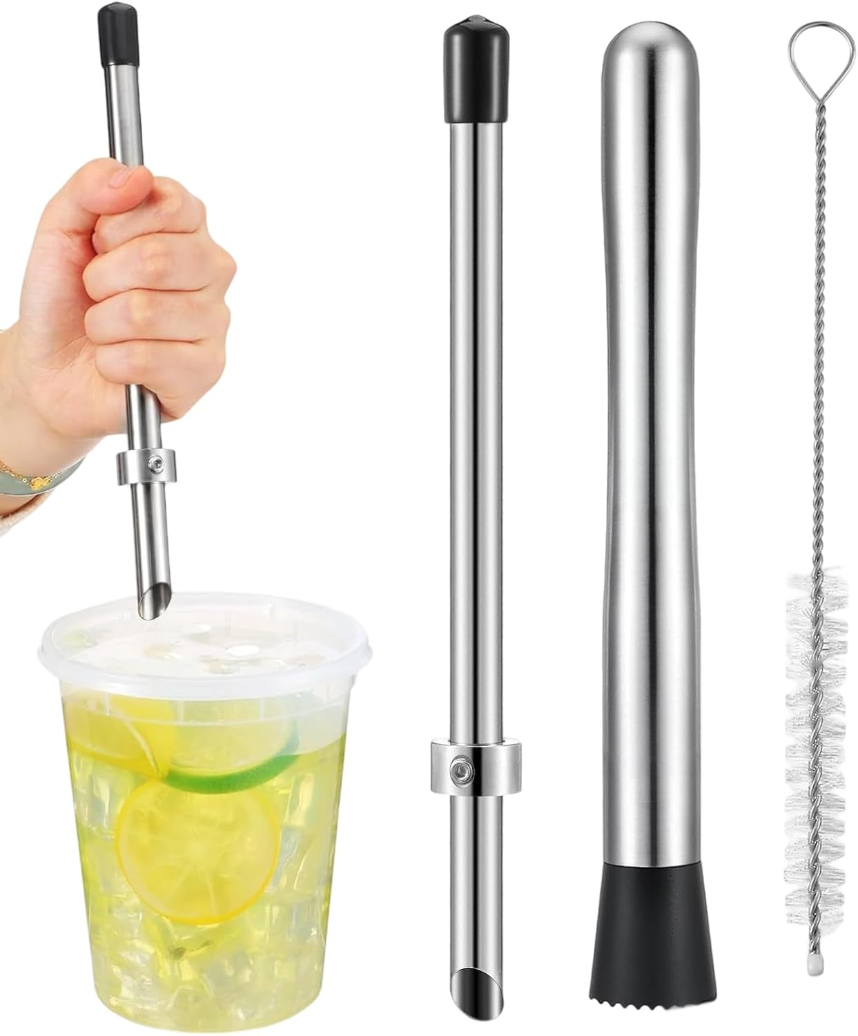 Bomefoi Lemonade Lid Puncher - Stainless Steel Straw Lid Punching Tools - Multi-Functional Beverage Making Supplies for Drinks Stand Restaurant Picnic Cafe Kitchen Barbecue image number 4