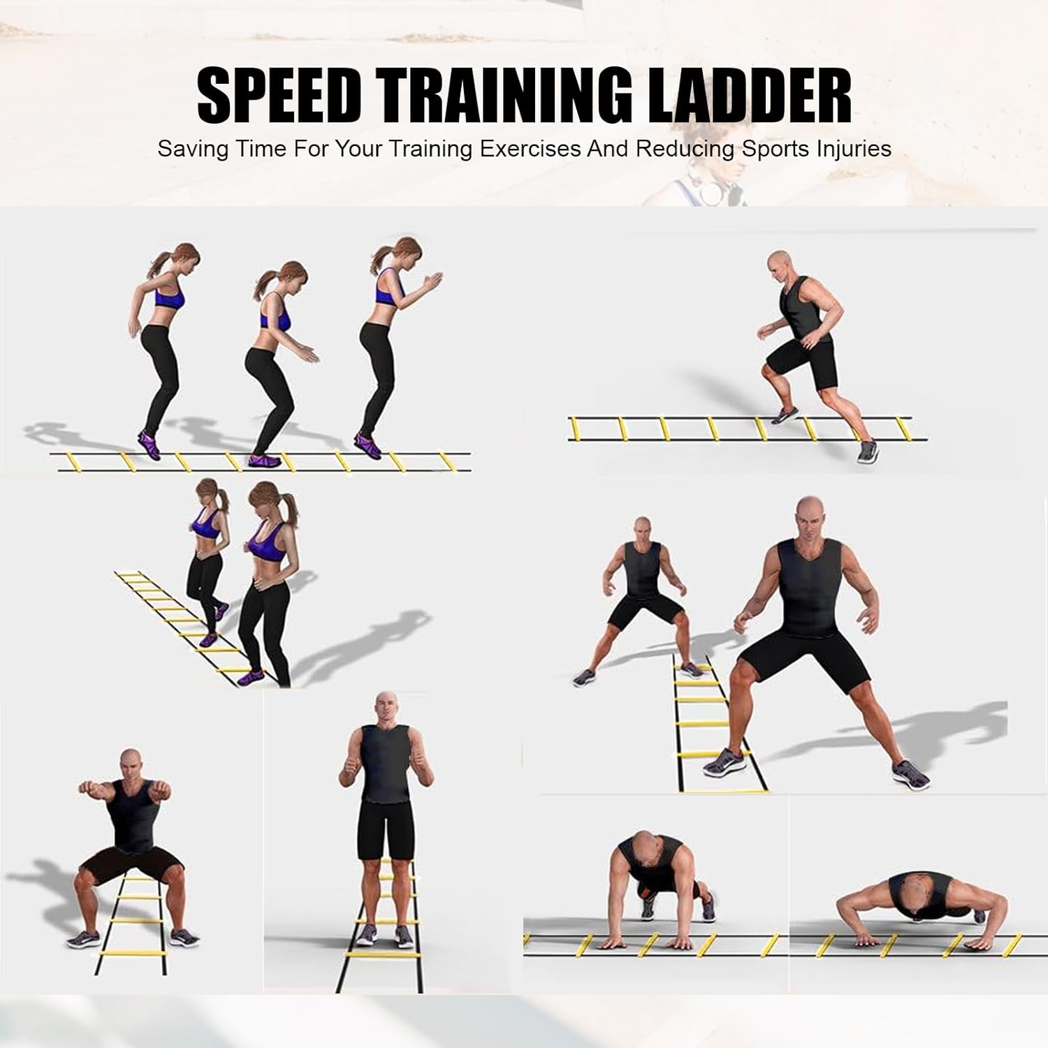 Speed Agility Training Equipment Set, 20Ft Agility Ladder,12 Soccer Cones, Jump Rope, Running Parachute, Basketball Football Soccer Training Equipment for Kids Youth Adults