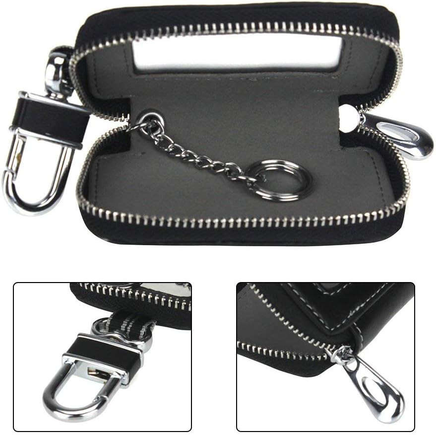 Black Universal Vehicle Car Smart Key Case Remote Fob Case Holder Keychain Ring Case Bag - Blue image number 6