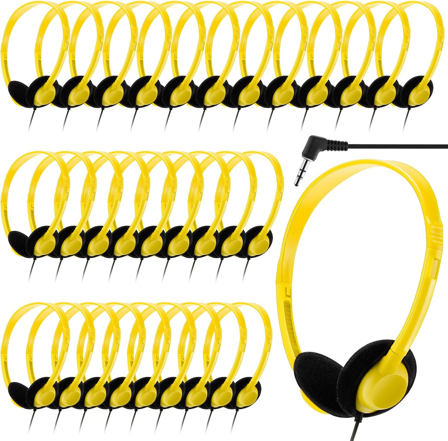 30 Pack Class Set Headphones for Kids School Earphones over Head Bulk Colored Classroom Headphones on Ear Earbuds Adjustable with 3.5 Mm Jack for Libraries Students Teens Adults (Light Color)