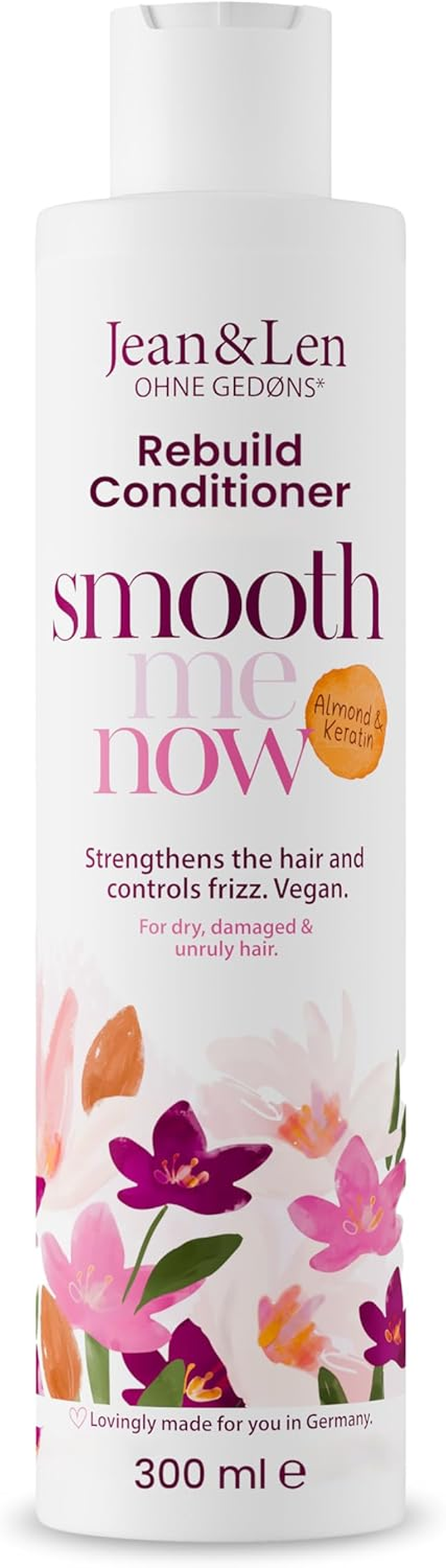 Jean & Len Conditioner Restorative Almond & Keratin, for Structure-Damaged Hair, Tames Frizz and Gives Shine, Hair Conditioner with Vegetable Keratin, Parabens & Silicones, Vegan, 300 Ml image number 2