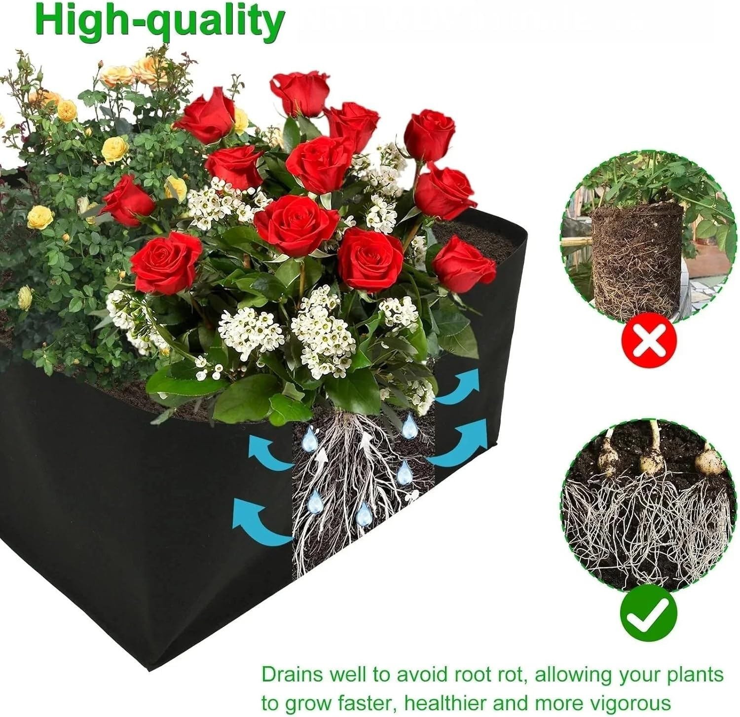 Fabric Raised Garden Bed, 8 Holes 128 Gallon Plant Grow Bag, Rectangle Garden Grow Bed Bags for Growing Herbs, Flowers and Vegetables image number 3